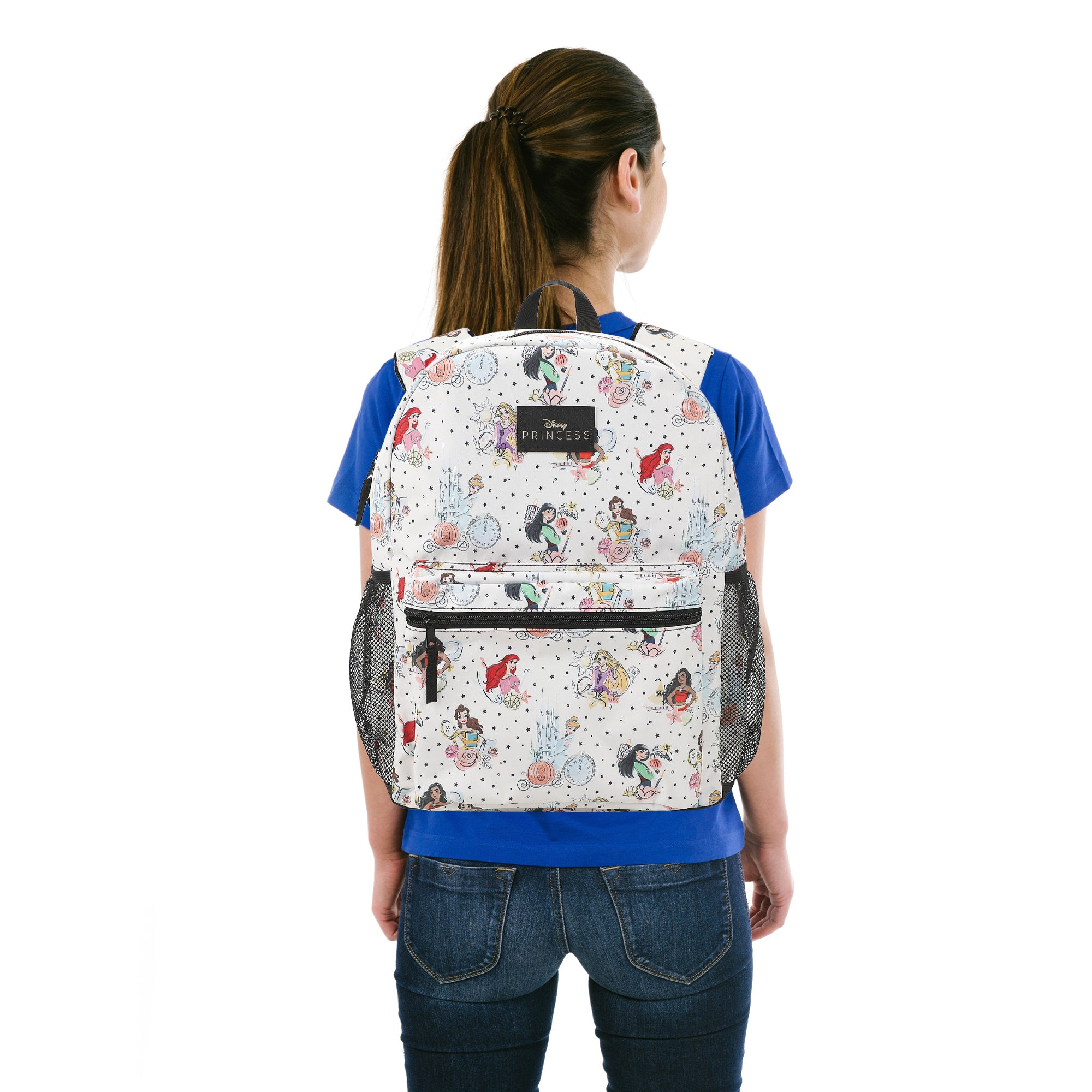 Disney Princess Characters All-Over Print 16" White Backpack