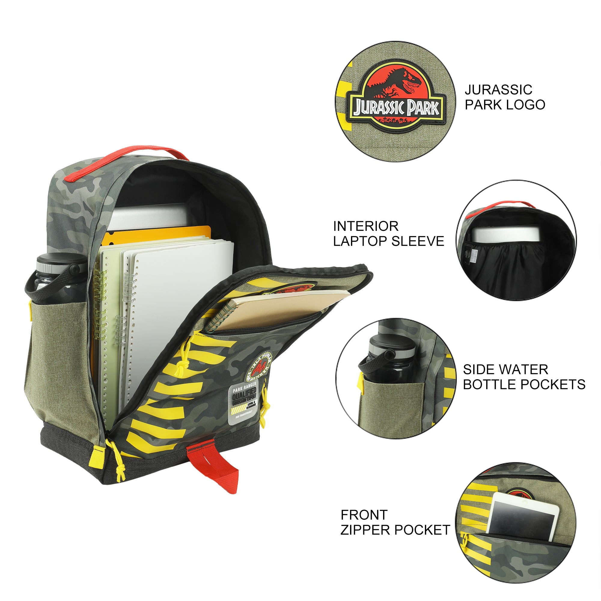 Jurassic Park Logo 16" Tan & Camo Backpack