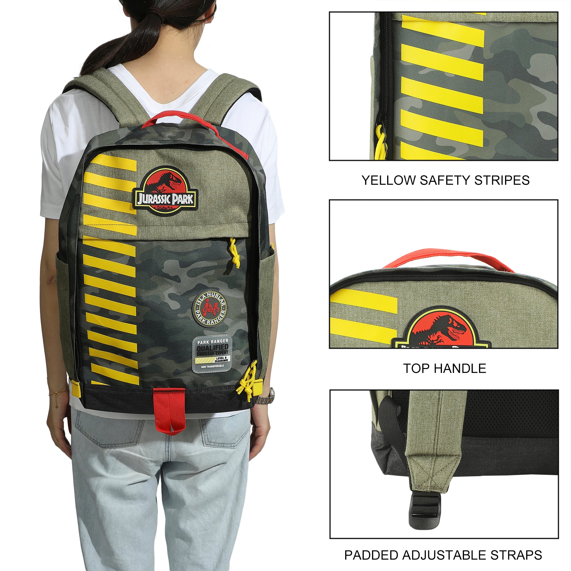 Jurassic Park Logo 16" Tan & Camo Backpack