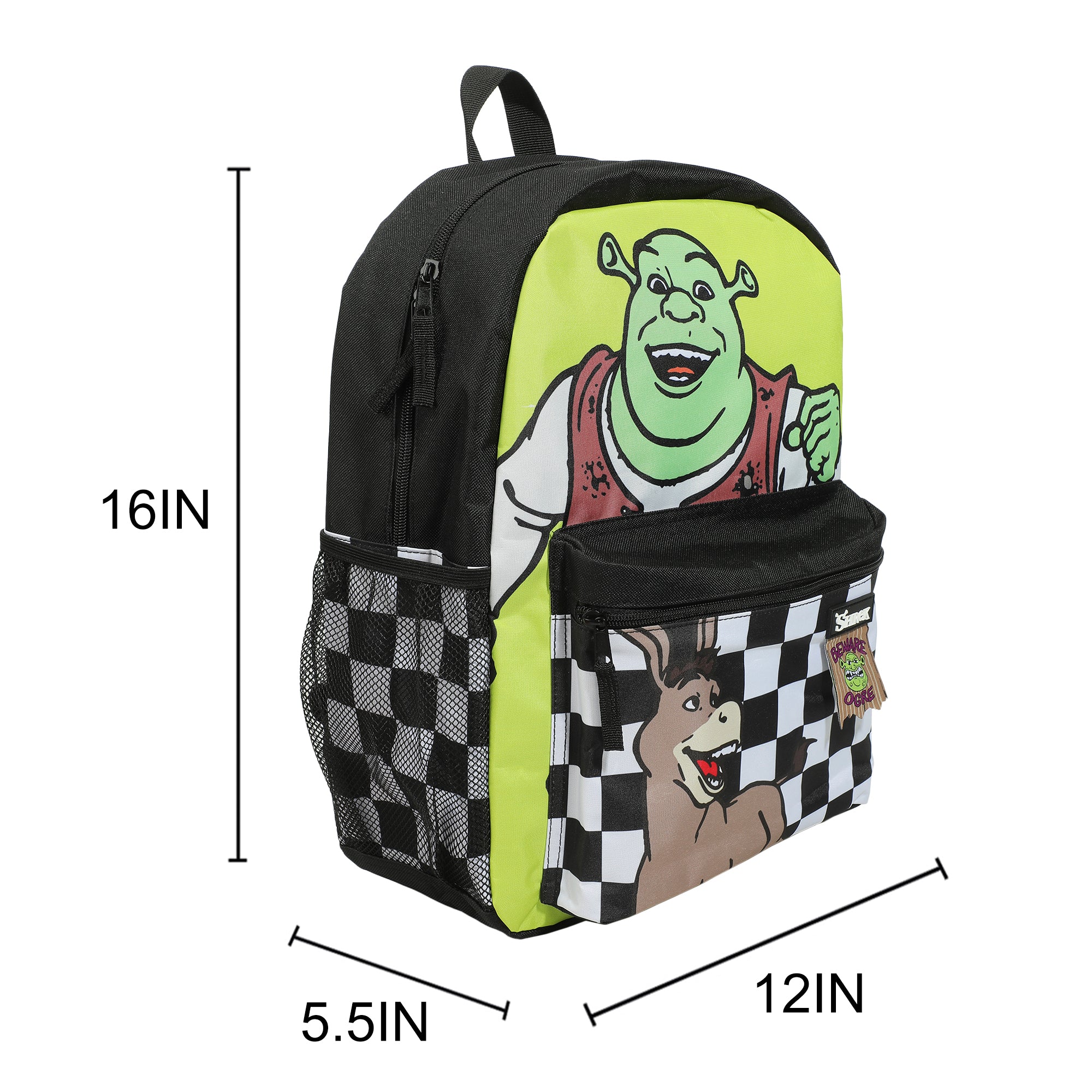 Shrek & Donkey Swamp & Checkered Backgrounds 16" Backpack