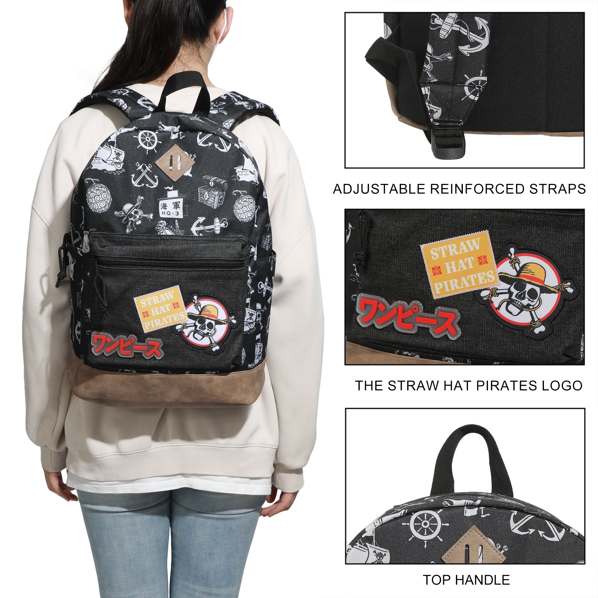 One Piece Live Action Icons 16.5" Black Backpack