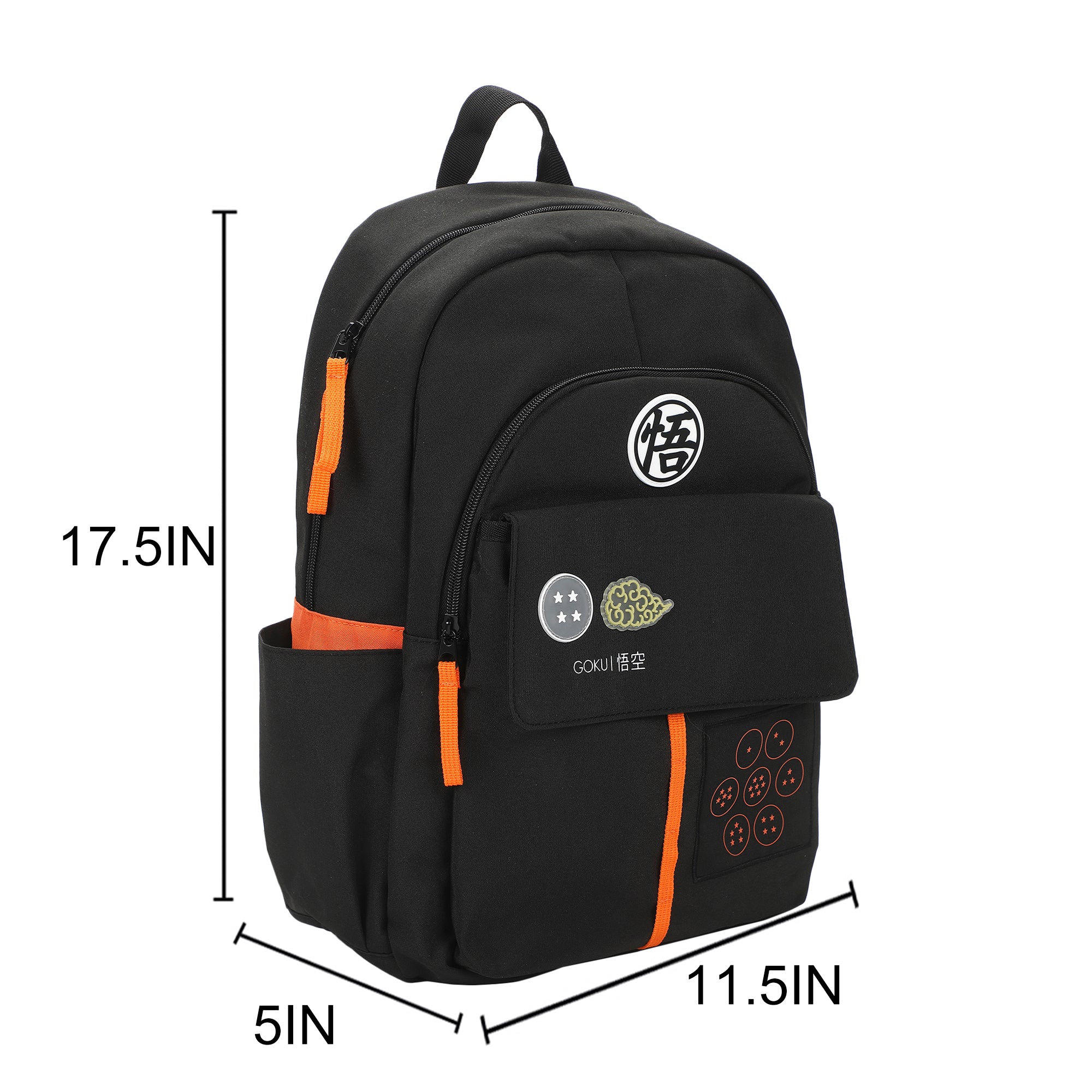 Dragon Ball Z Goku Symbols Black 17.5” Adult Commuter Backpack