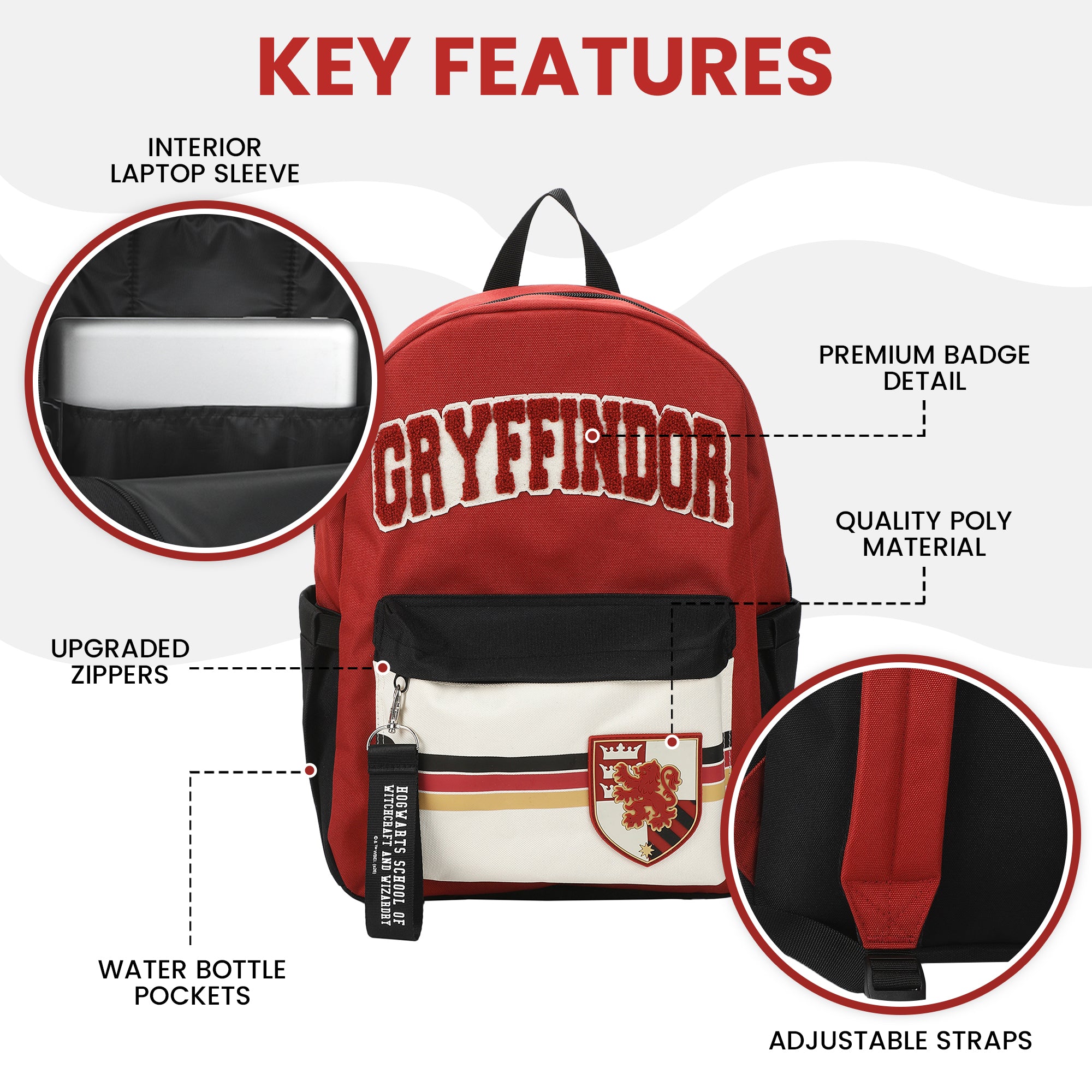 Harry Potter Gryffindor Crest 16.5" Adult Red Backpack