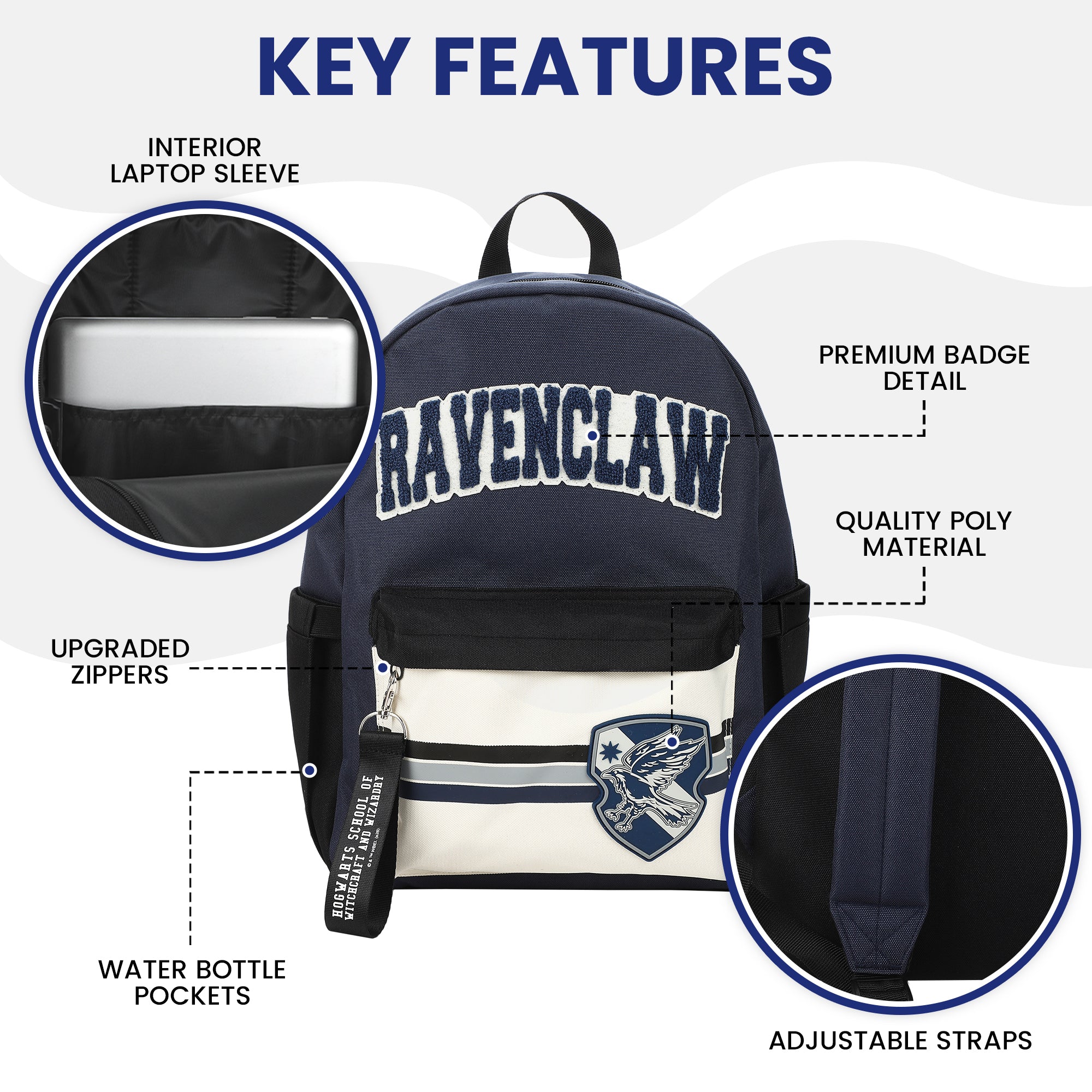 Harry Potter Ravenclaw Crest 16.5" Adult Blue Backpack