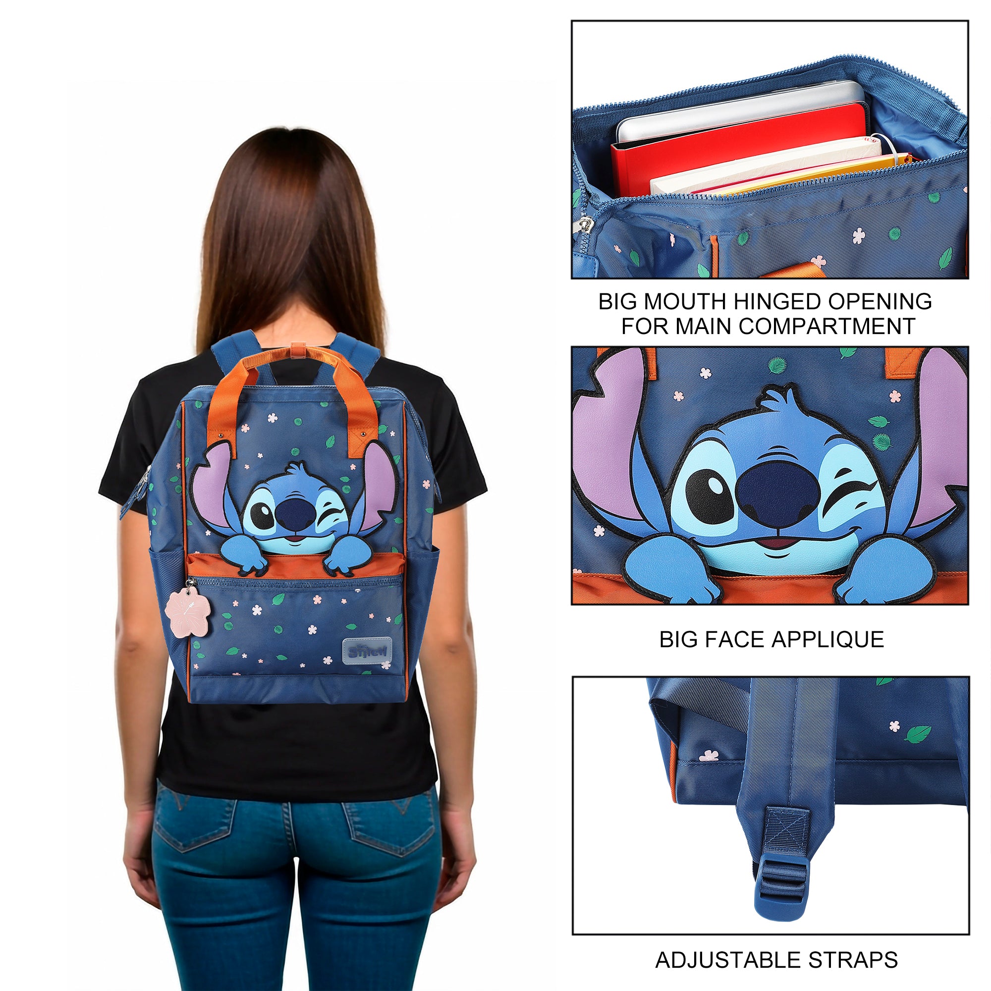 Disney Stitch Convertible Backpack and Crossbody Bag with Adjustable Straps