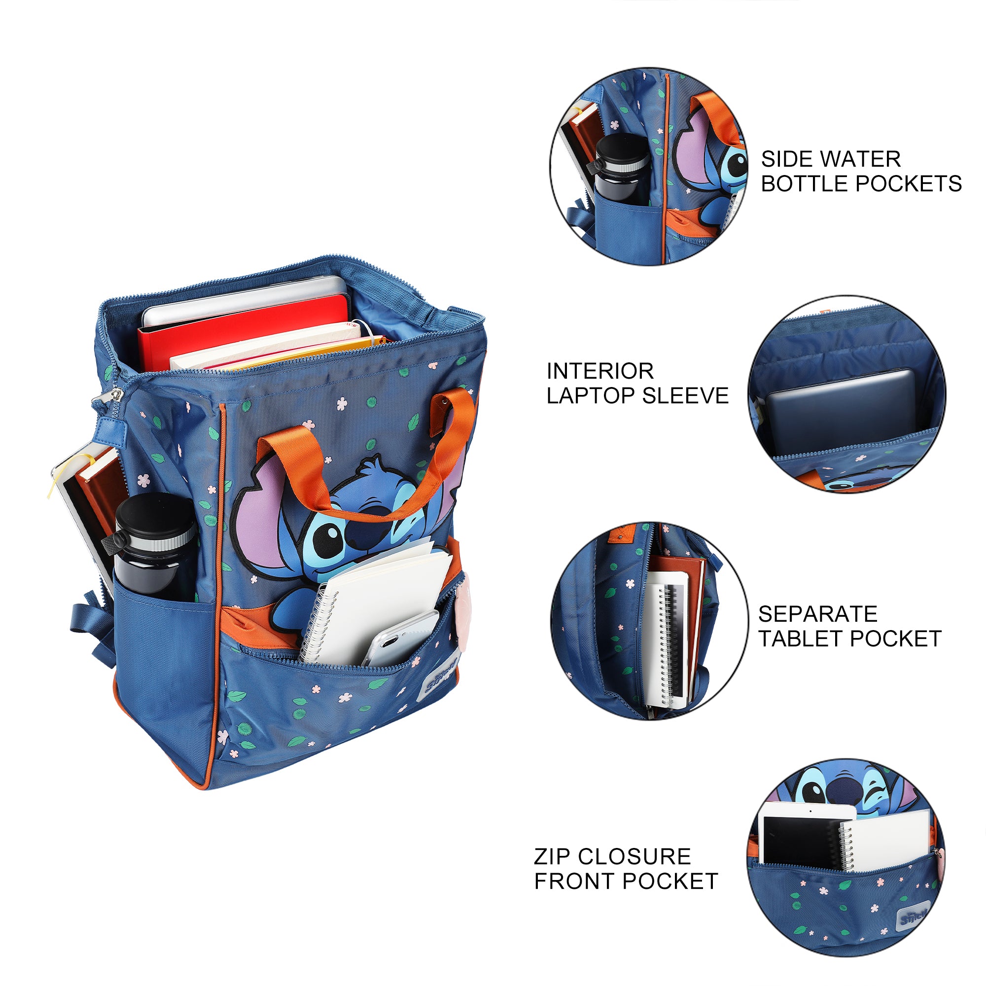 Disney Stitch Convertible Backpack and Crossbody Bag with Adjustable Straps