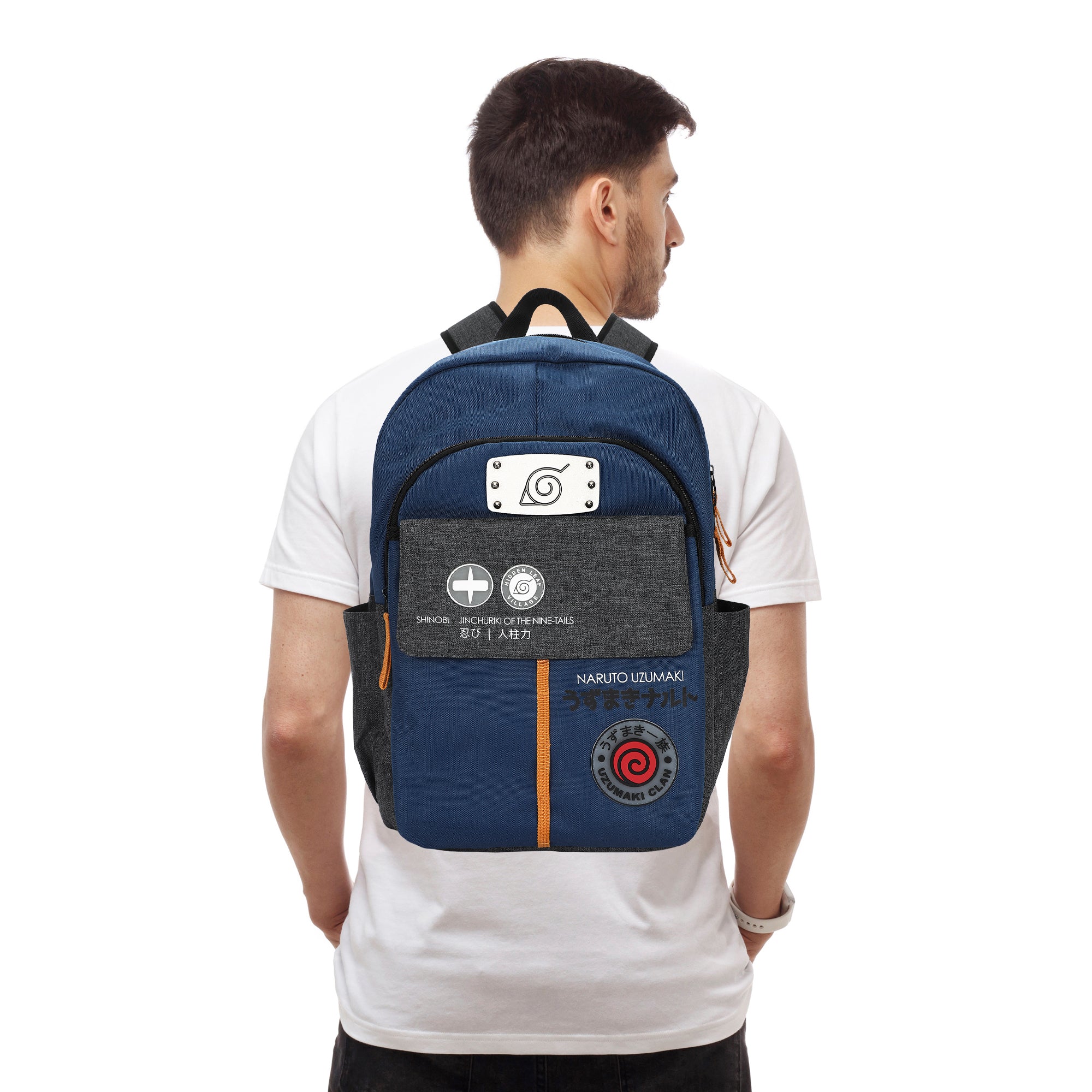 Naruto Shippuden Shinobi Symbols Blue 17.5” Adult Commuter Backpack