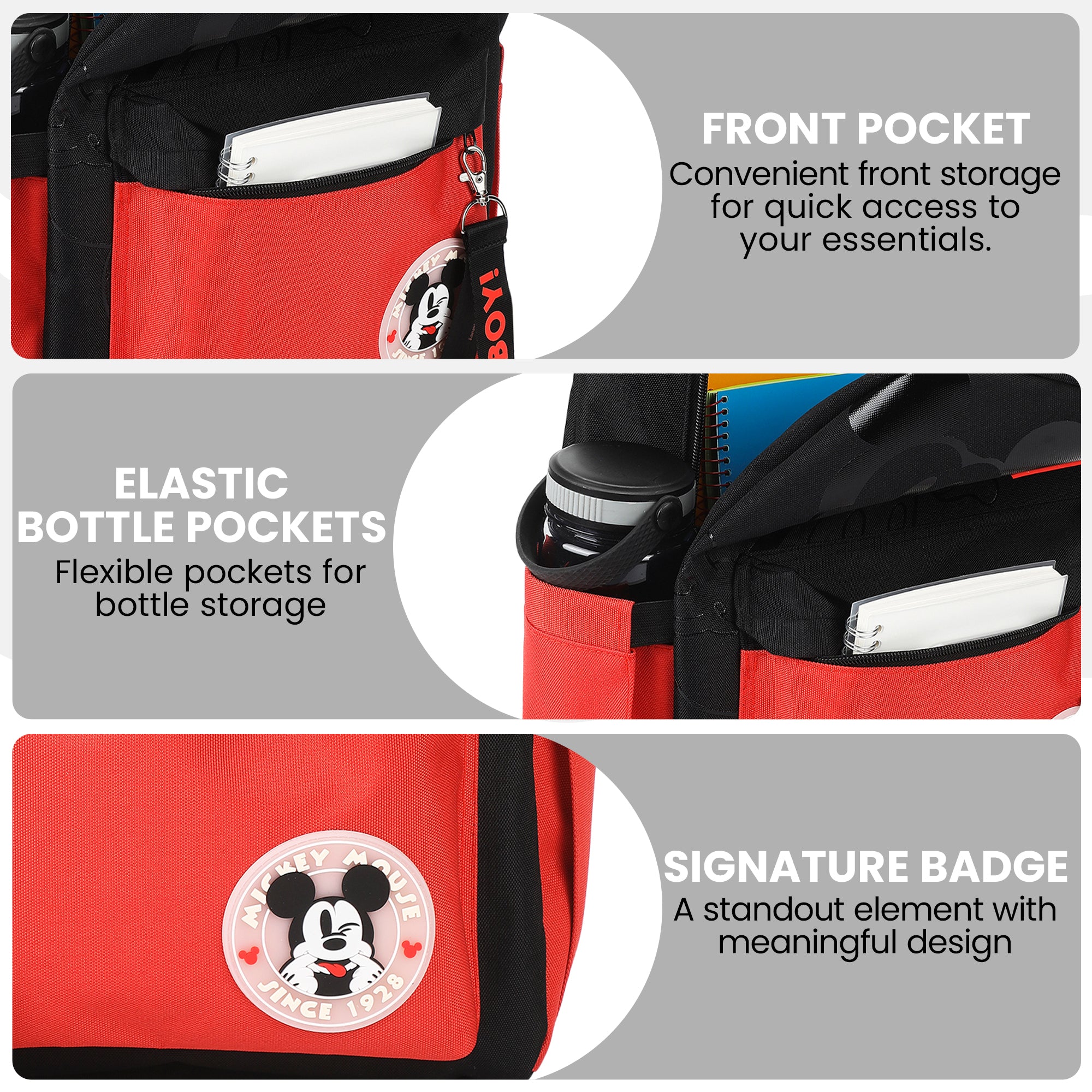Disney Mickey Mouse Character Face 16.5" Adult Black & Orange  Backpack