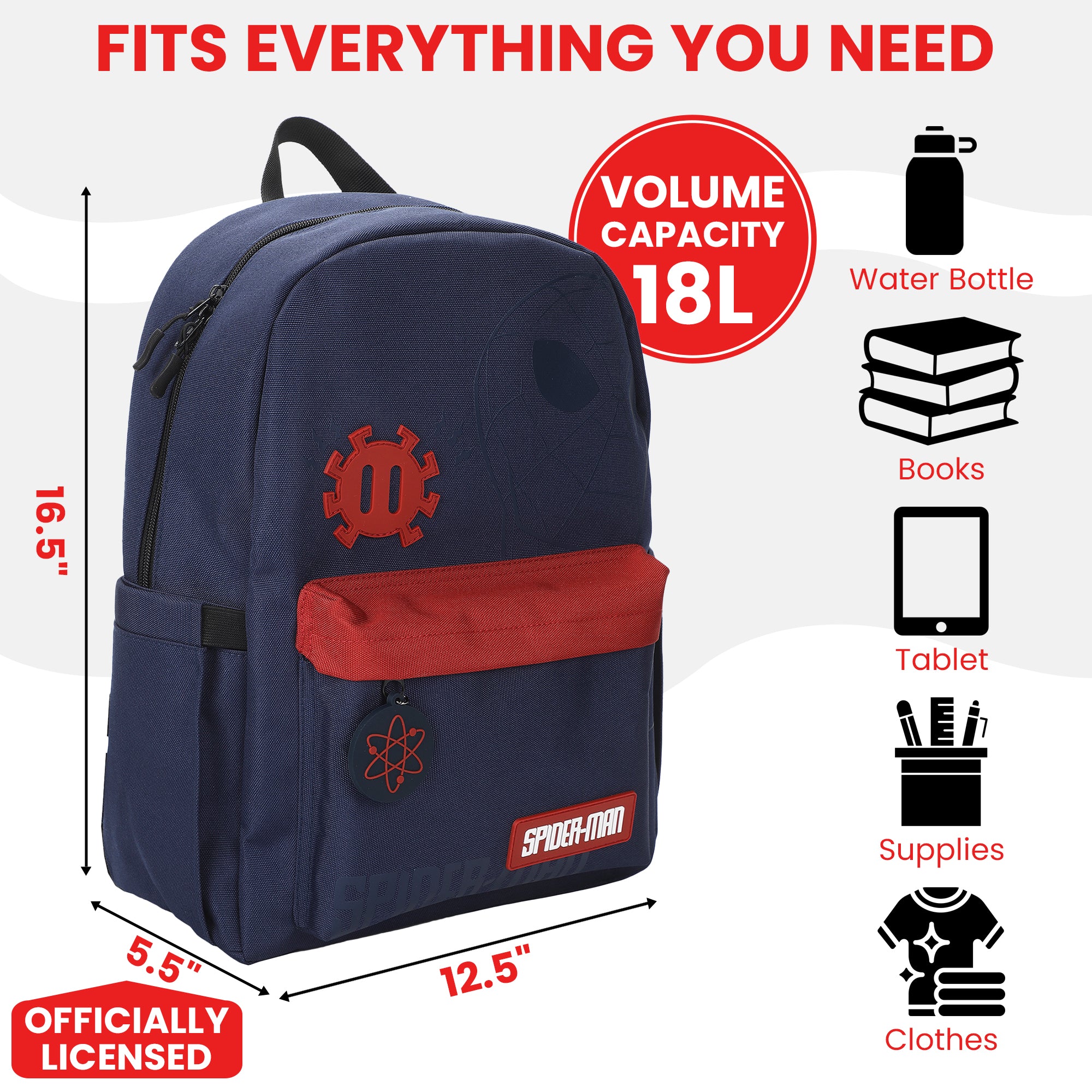Spider-Man Classic Spider-Man Line Art 16.5” Adult Black & Red Backpack