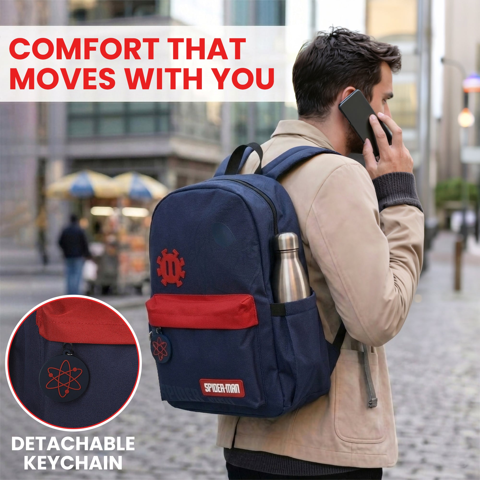 Spider-Man Classic Spider-Man Line Art 16.5” Adult Black & Red Backpack