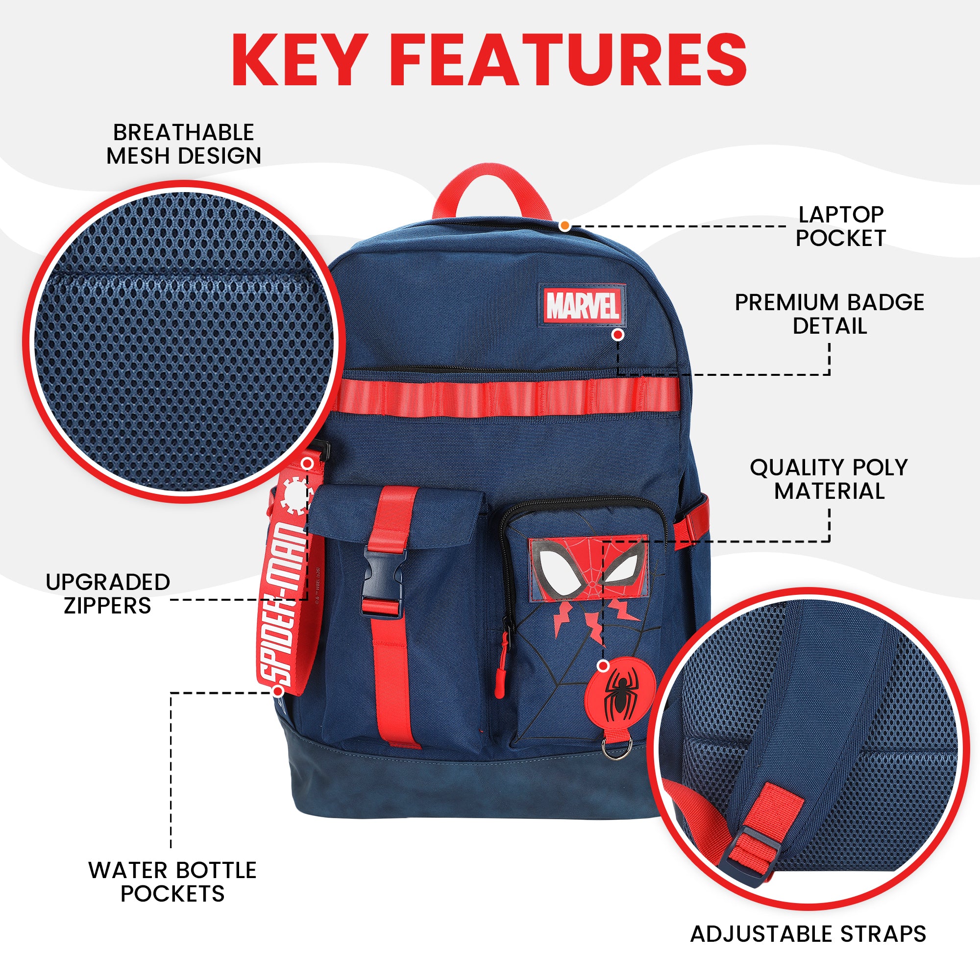 Spider-Man Classic Chibi Spider-Man 18.5” Adult Navy Backpack