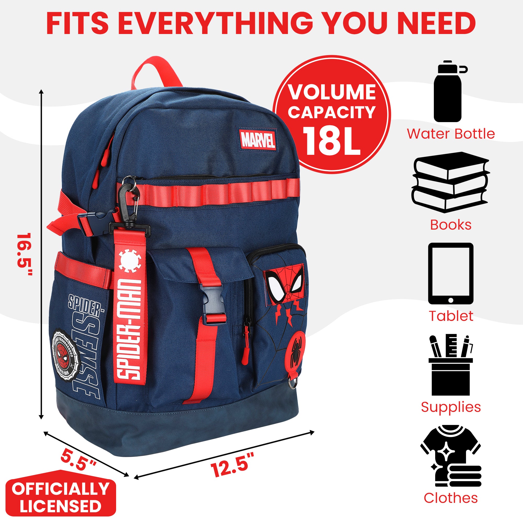 Spider-Man Classic Chibi Spider-Man 18.5” Adult Navy Backpack
