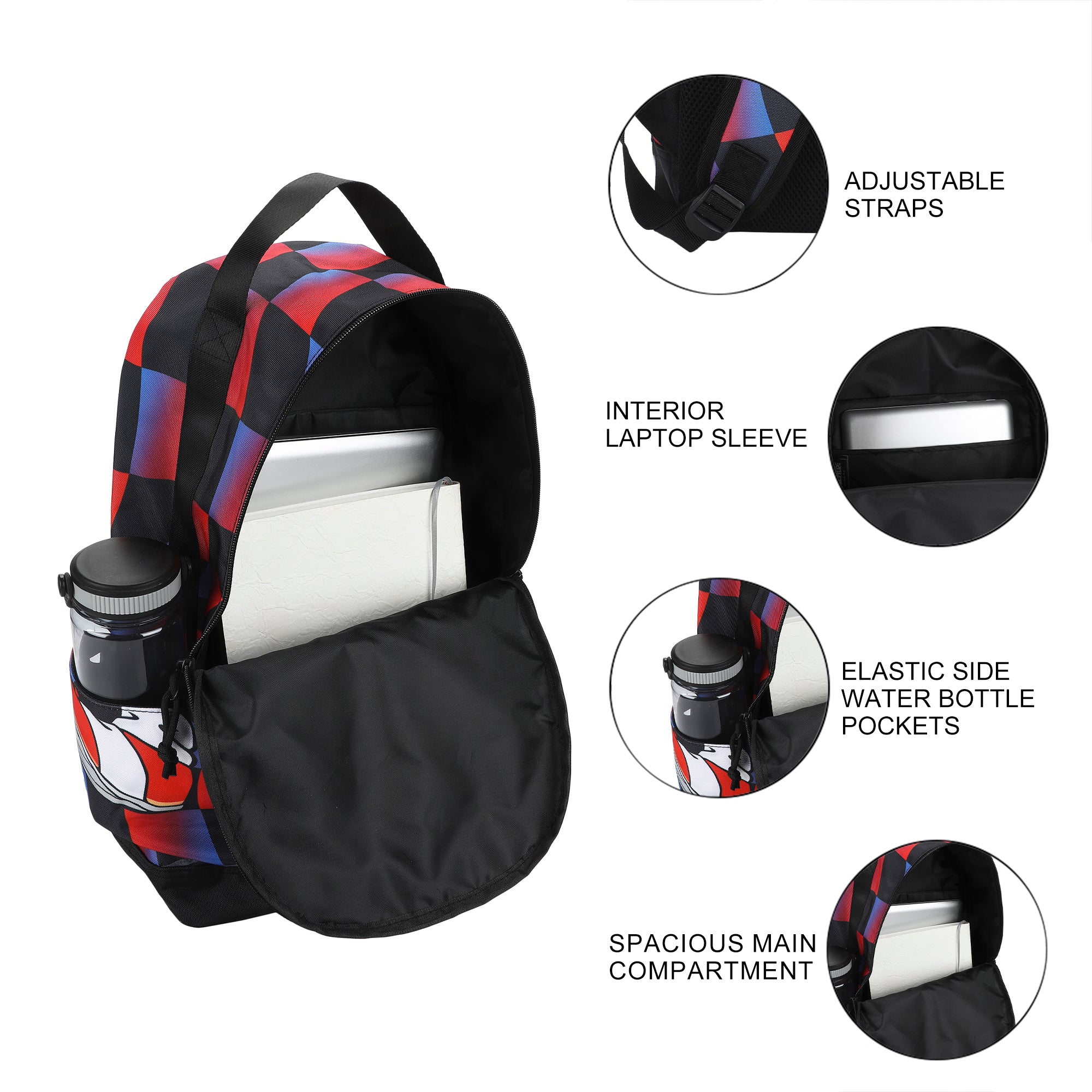 Sonic The Hedgehog Sonic & Shadow 18.5” Adult Black Backpack