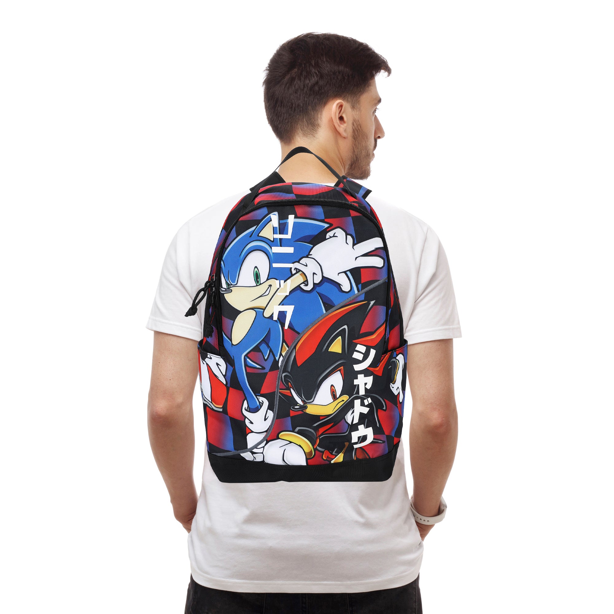 Sonic The Hedgehog Sonic & Shadow 18.5” Adult Black Backpack