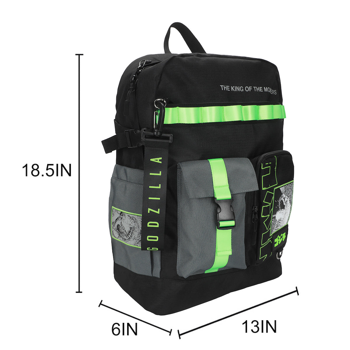 Godzilla The King Of The Monsters Adult Black 18.5" Utility Backpack