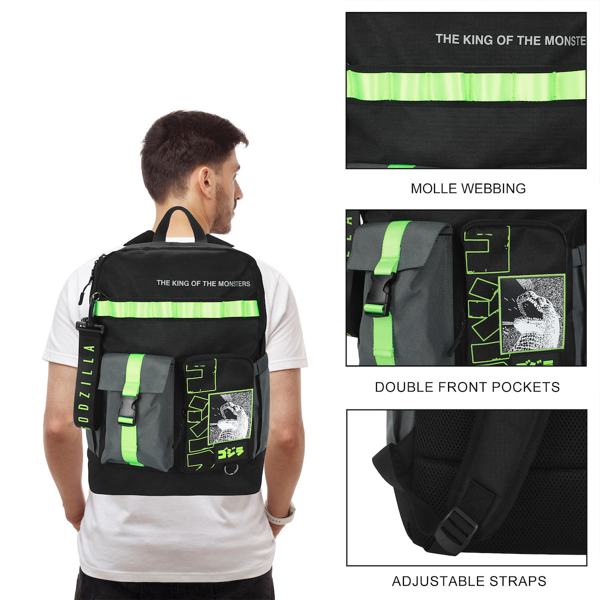 Godzilla The King Of The Monsters Adult Black 18.5" Utility Backpack