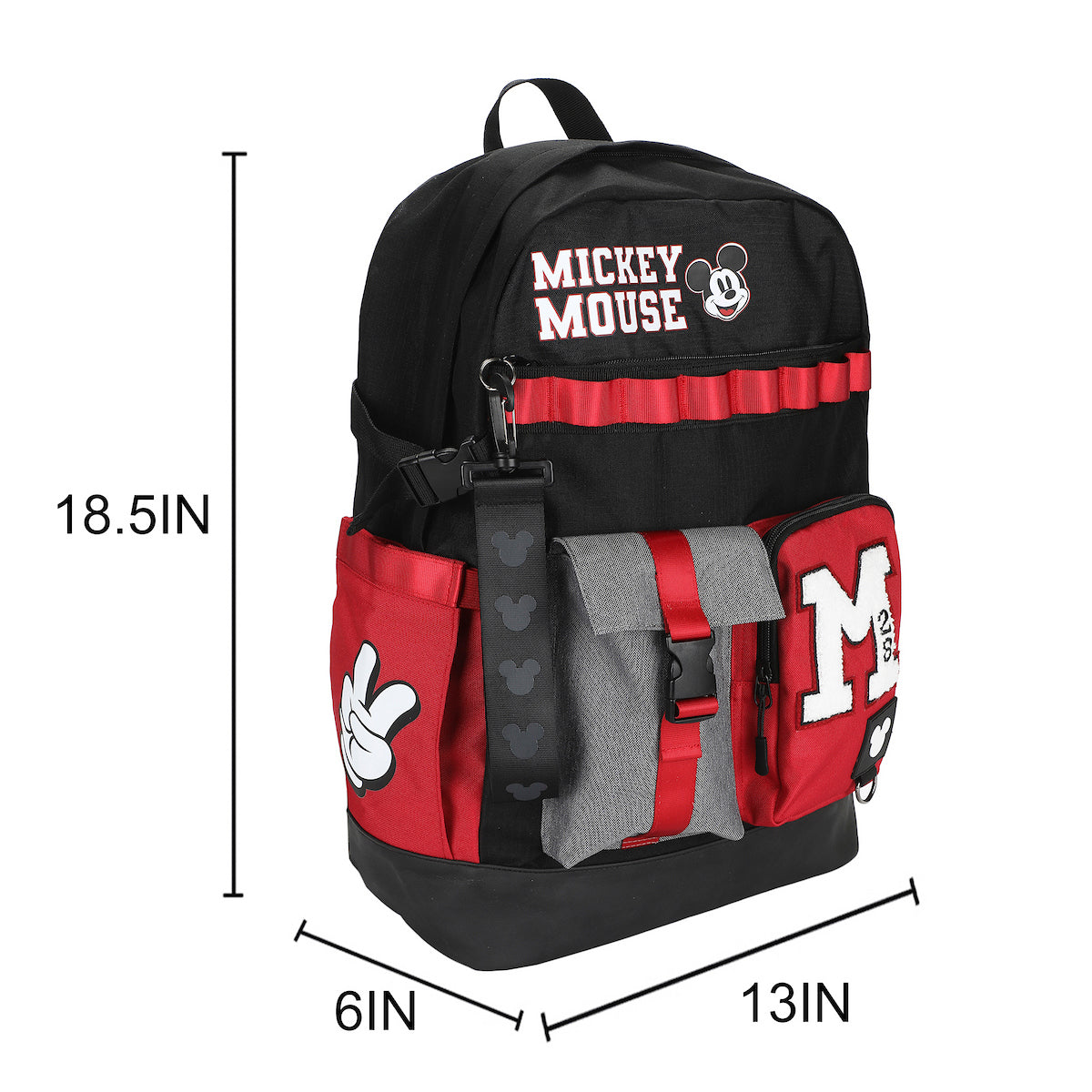 Disney Mickey Mouse M 18.5" Adult Black & Red Backpack