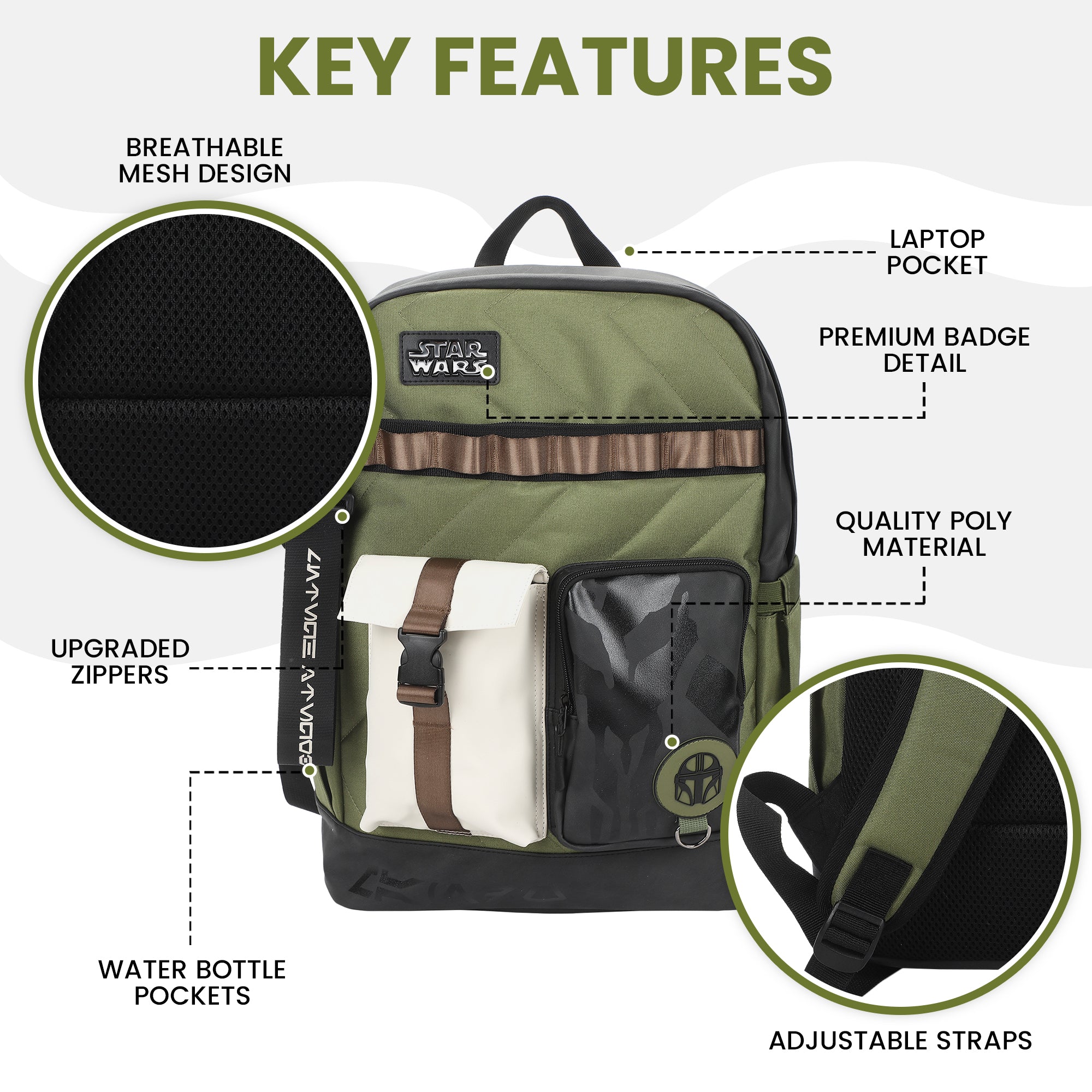 Star Wars The Mandalorian Green 18.5" Backpack