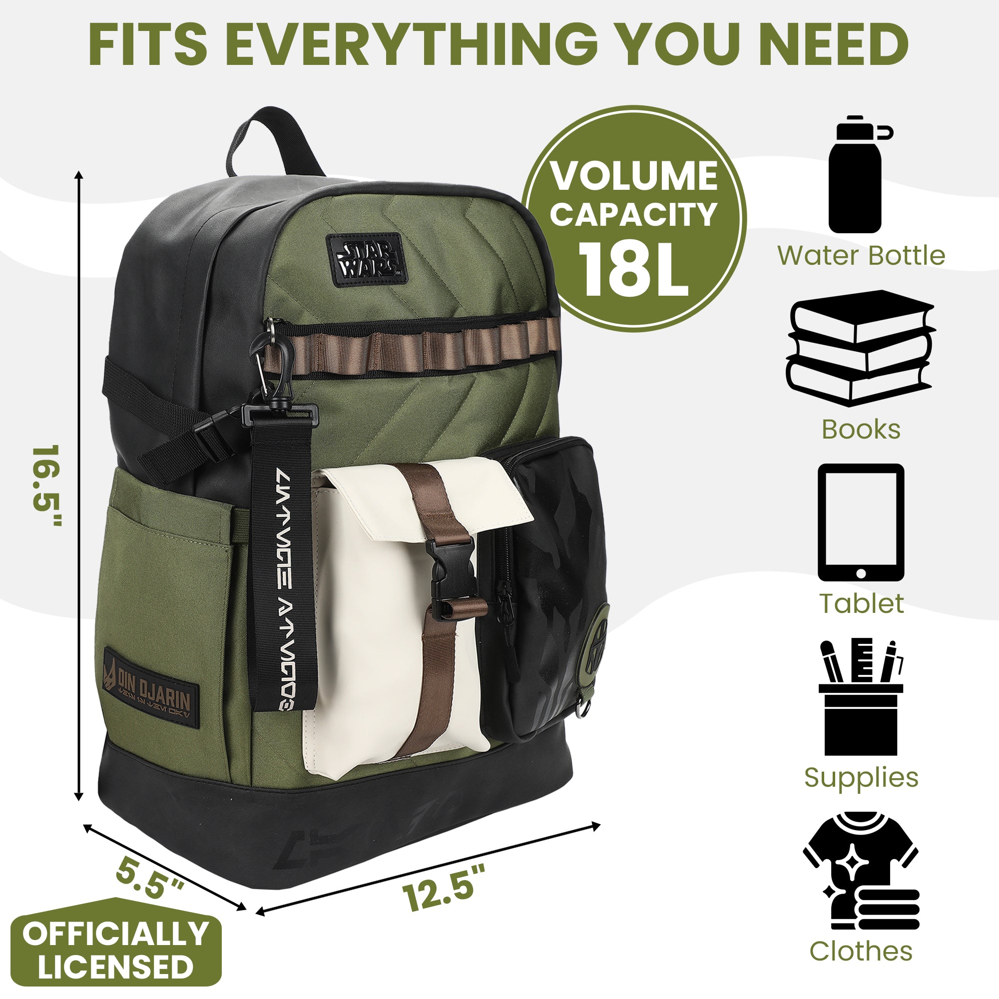 Star Wars The Mandalorian Green 18.5" Backpack