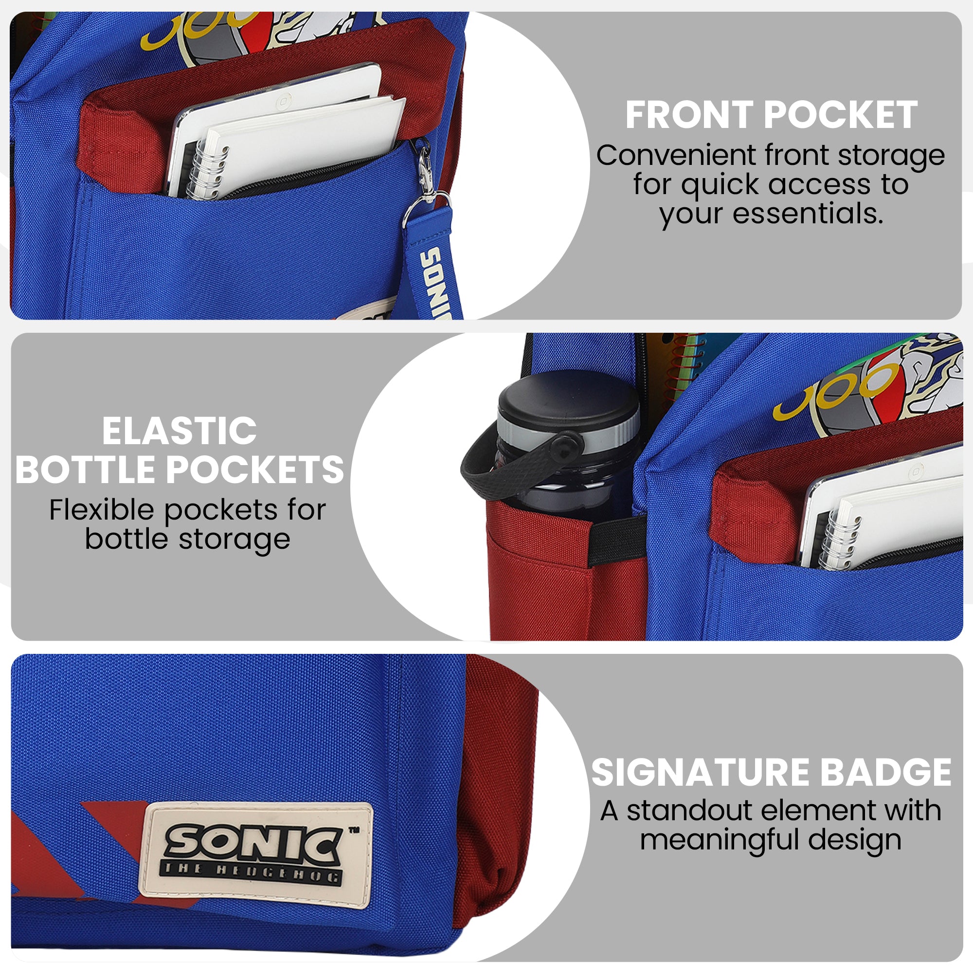 Sonic The Hedgehog Sonic Character Art 16.5" Adult Blue Backpack