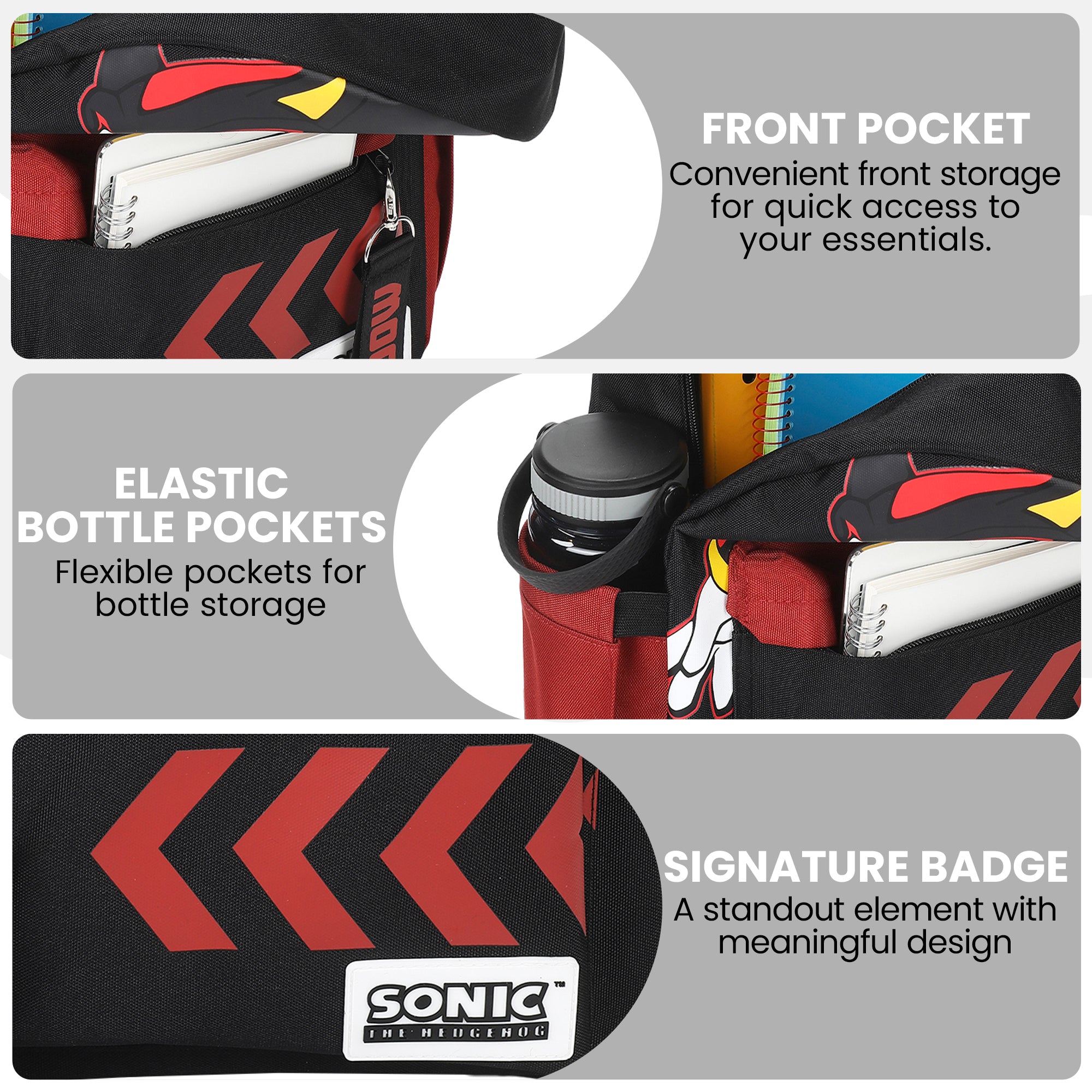 Sonic The Hedgehog Shadow Character Art 16.5" Adult Black Backpack