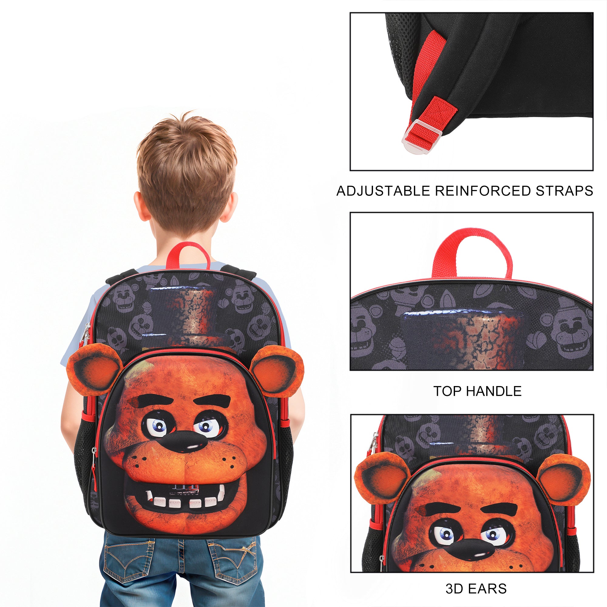 Five Nights At Freddy's Freddy Fazbear Character Head 16" Backpack for Boys