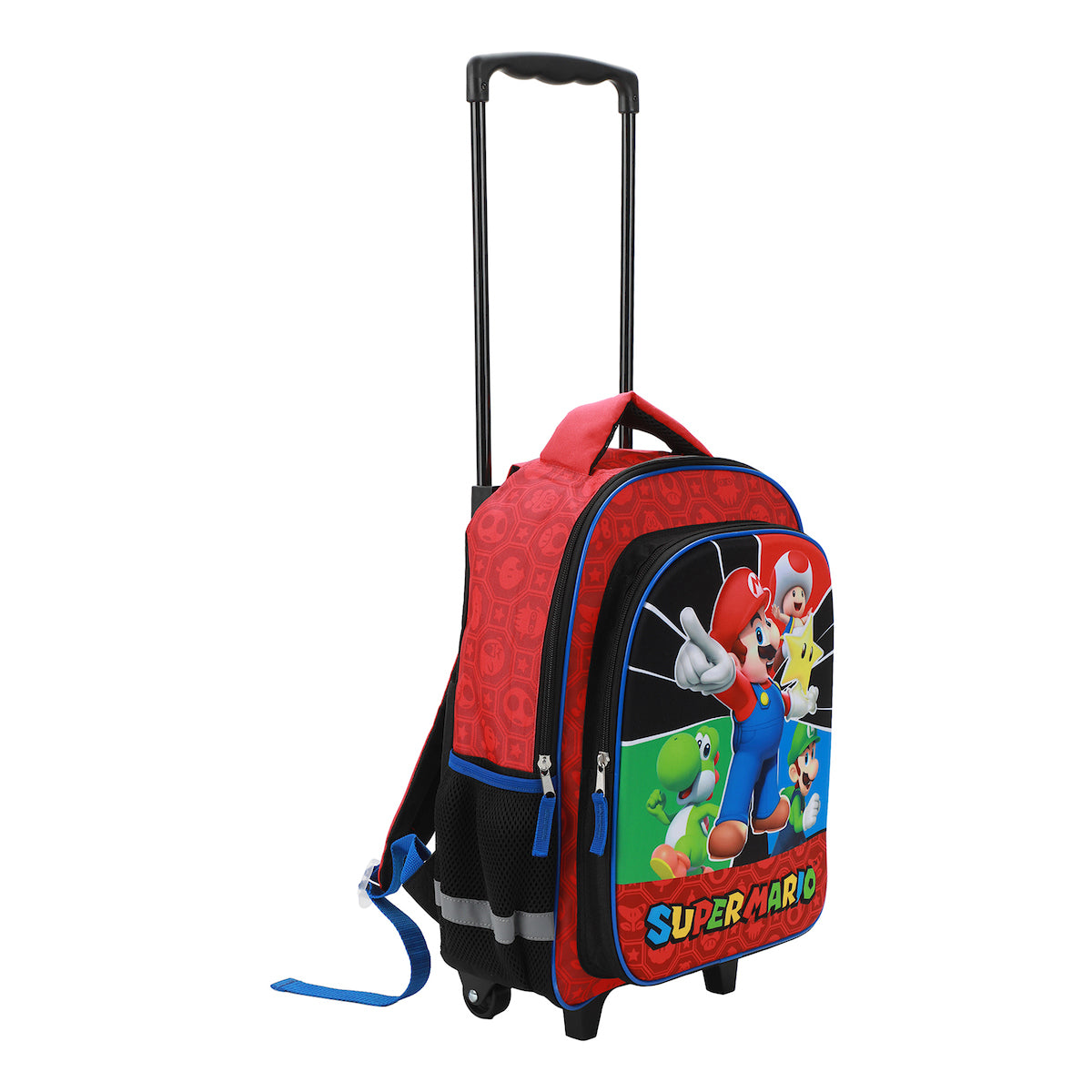 Super Mario Bros 16 Retractable Trolly Backpack with Rolling Wheels