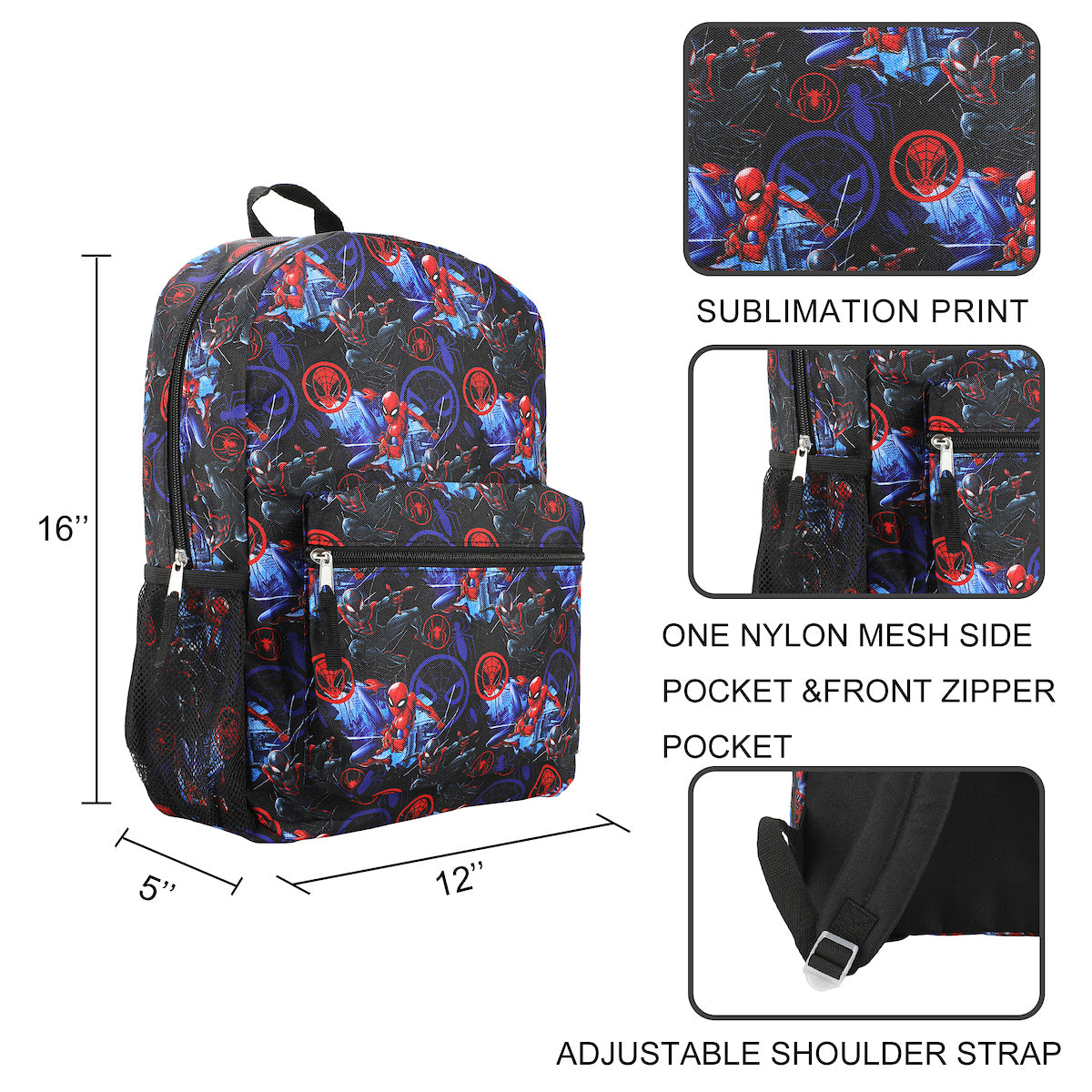 Marvel Universe Spider-Man All-Over Character Print 18" Backpack