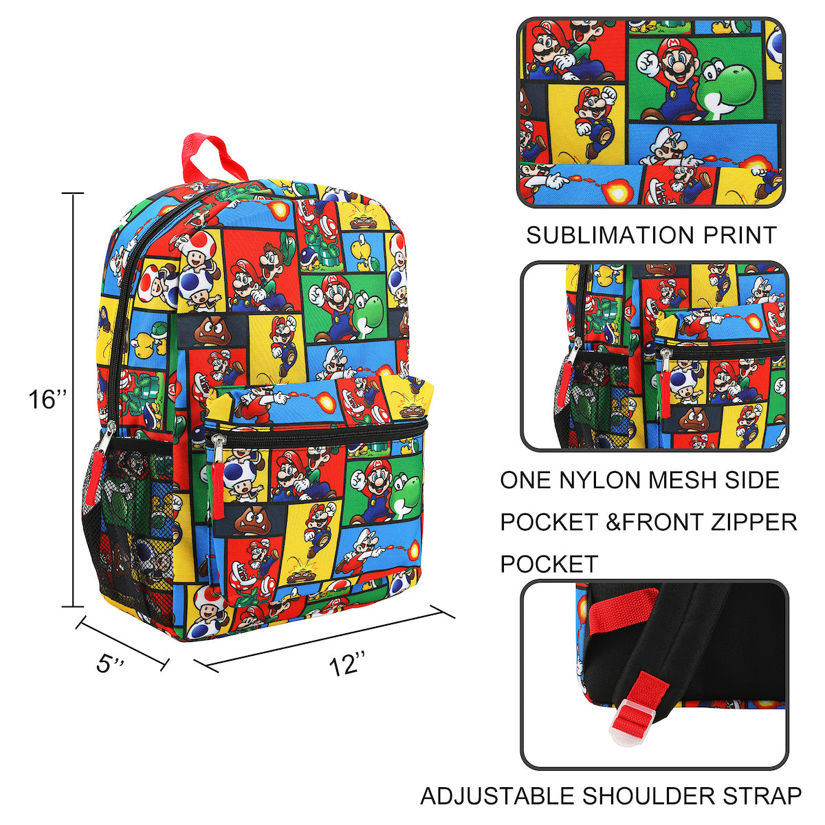 Super Mario Brothers All-Over Print 18" Backpack