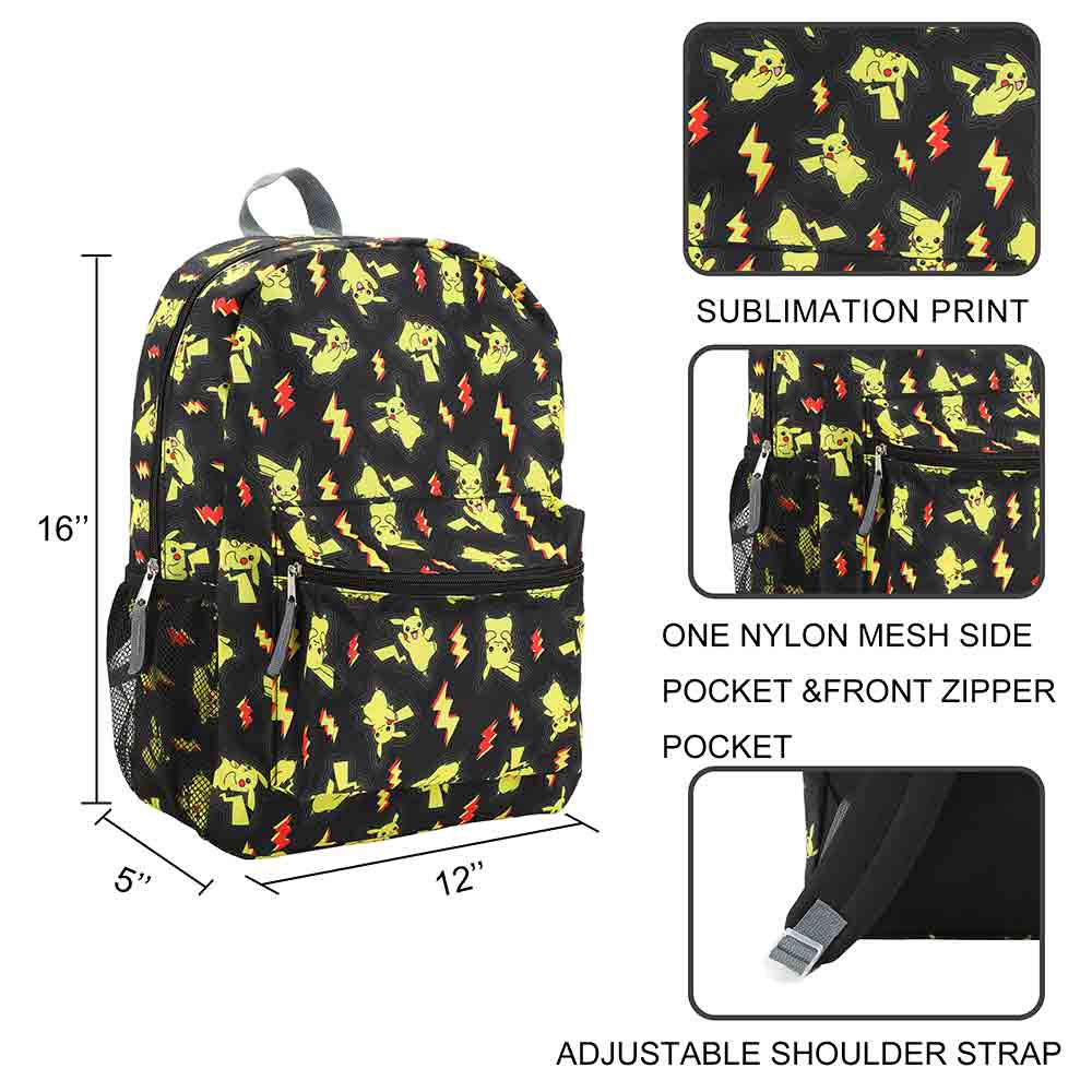Pokemon Pikachu All-Over Print 16" Backpack