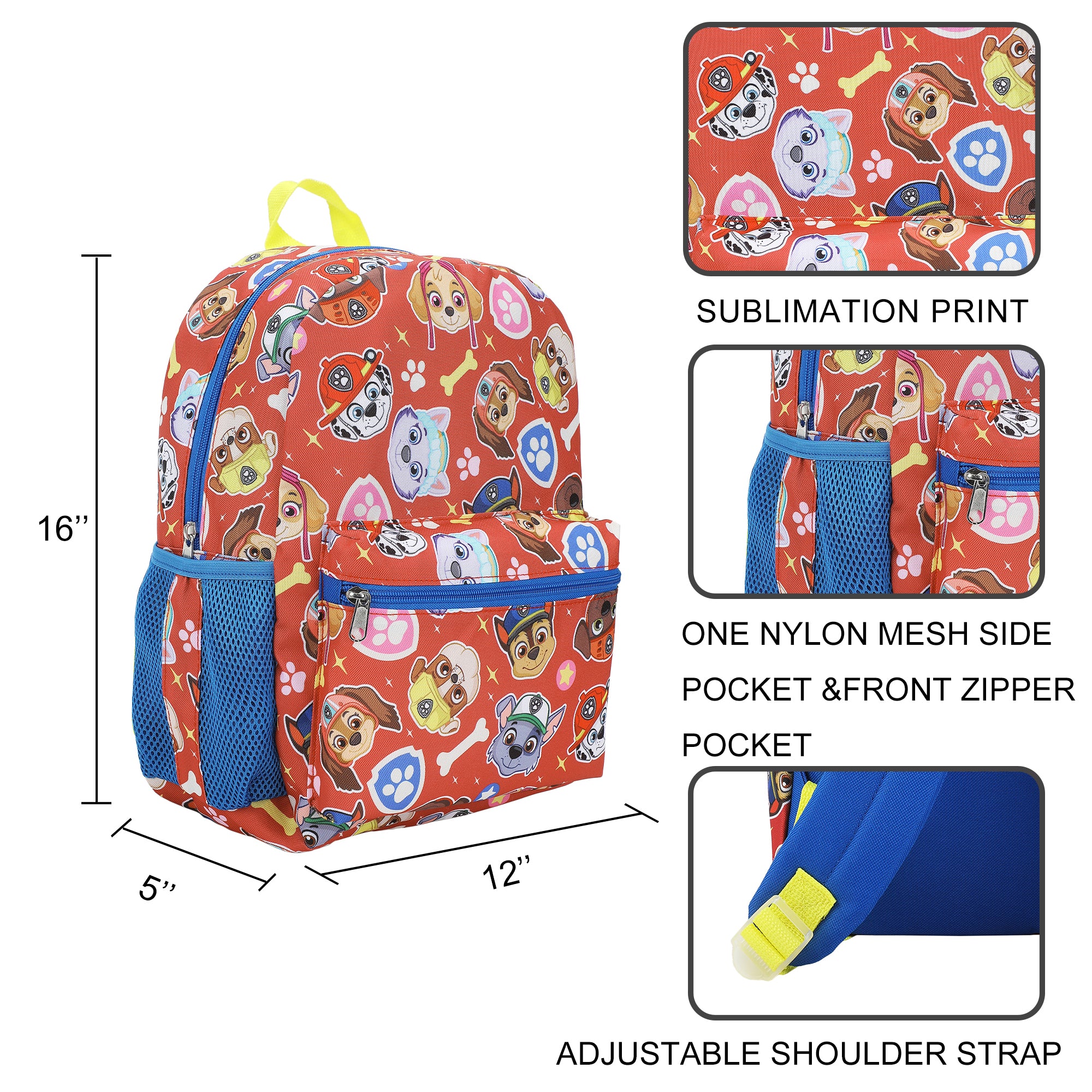 Paw Patrol Favorite Characters 14" Children's Backpack For School And Travel