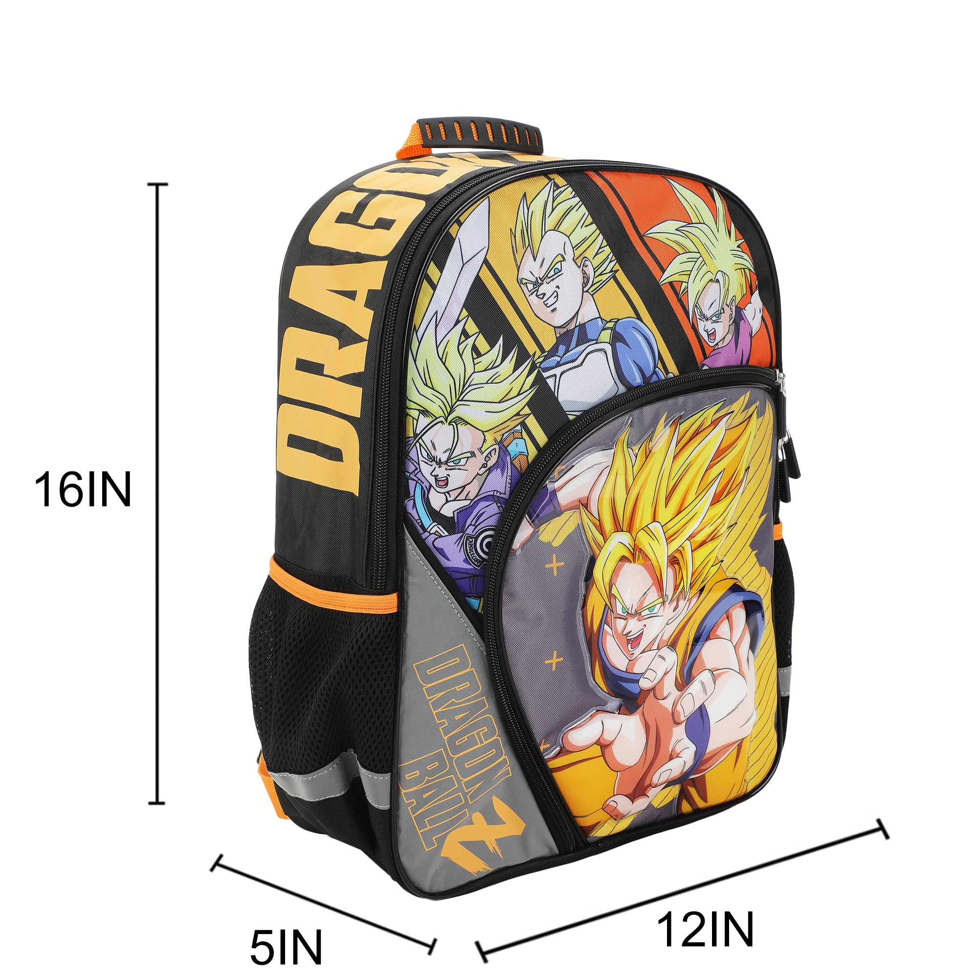 Dragon Ball Z Super Saiyan Character Panels 16" kids boys Backpack