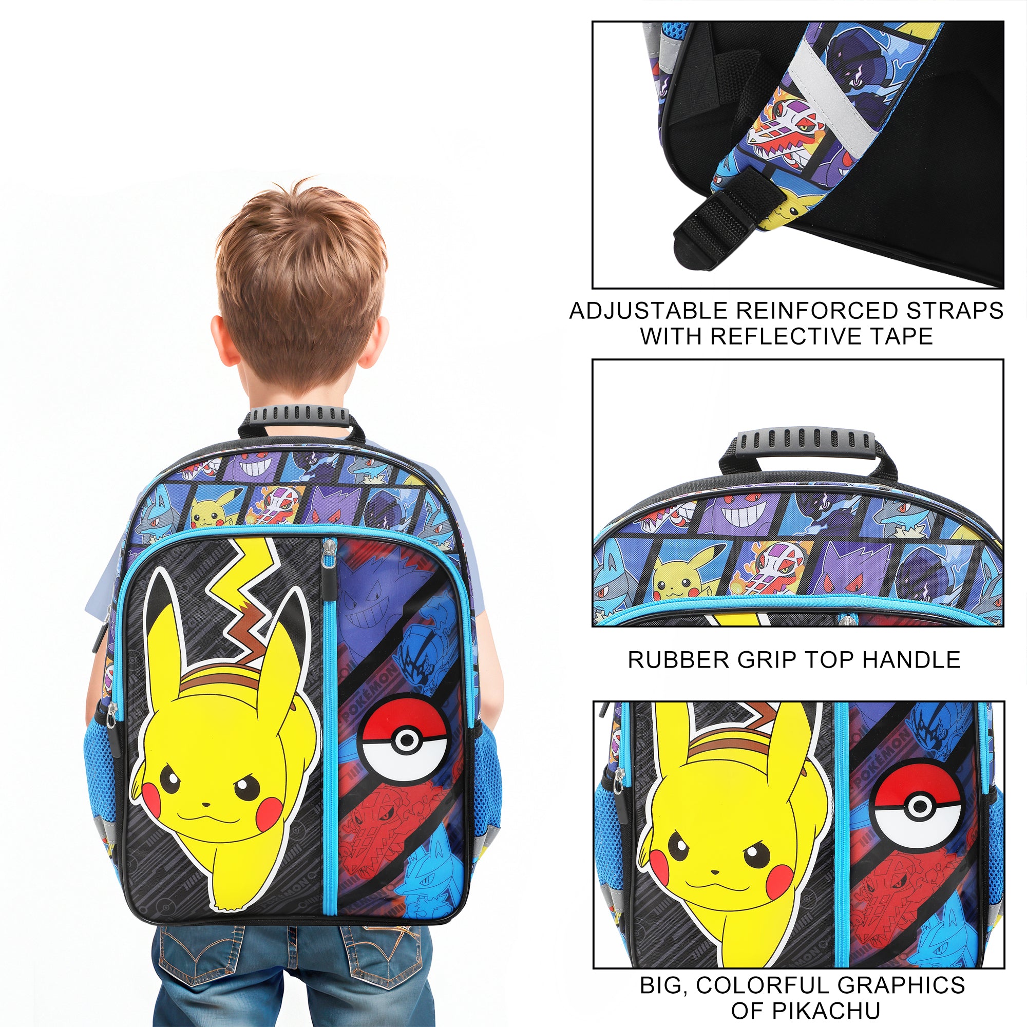 Pokemon Pikachu and Pokeball 16" Kid's Backpack For School And Travel