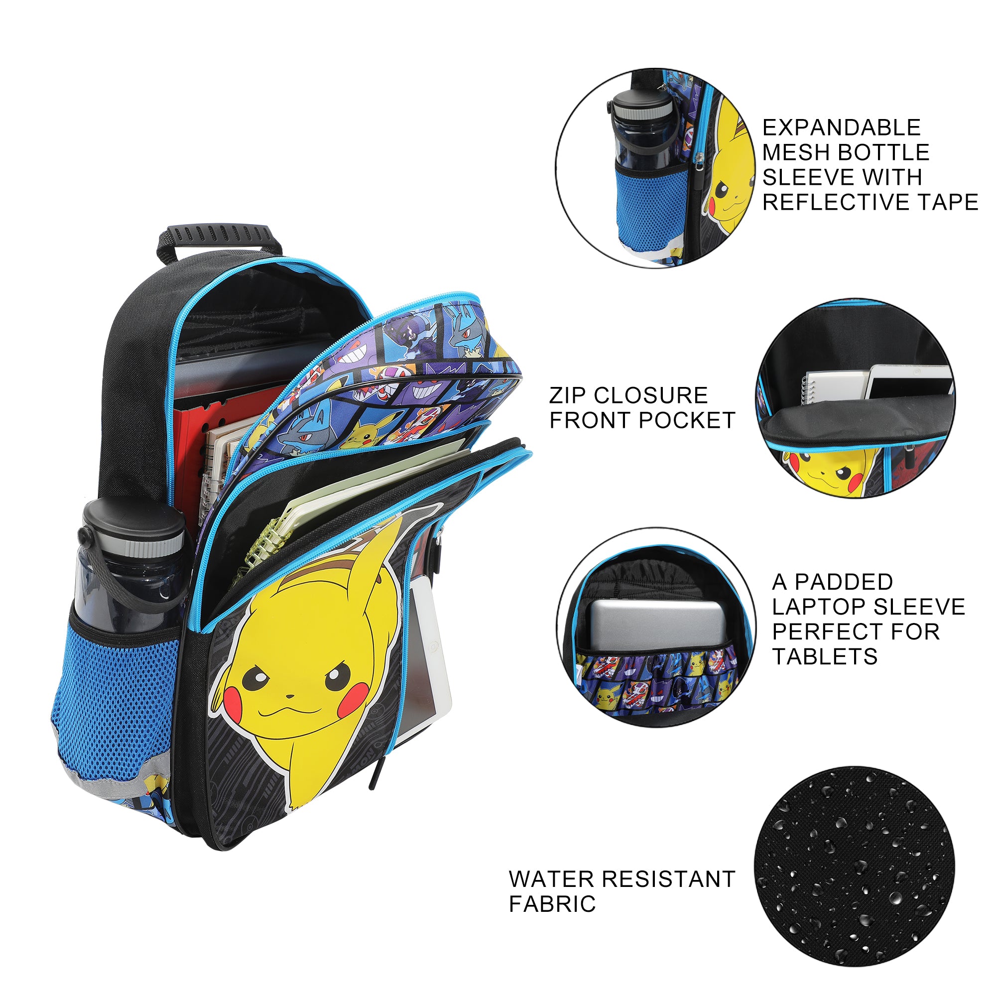 Pokemon Pikachu and Pokeball 16" Kid's Backpack For School And Travel