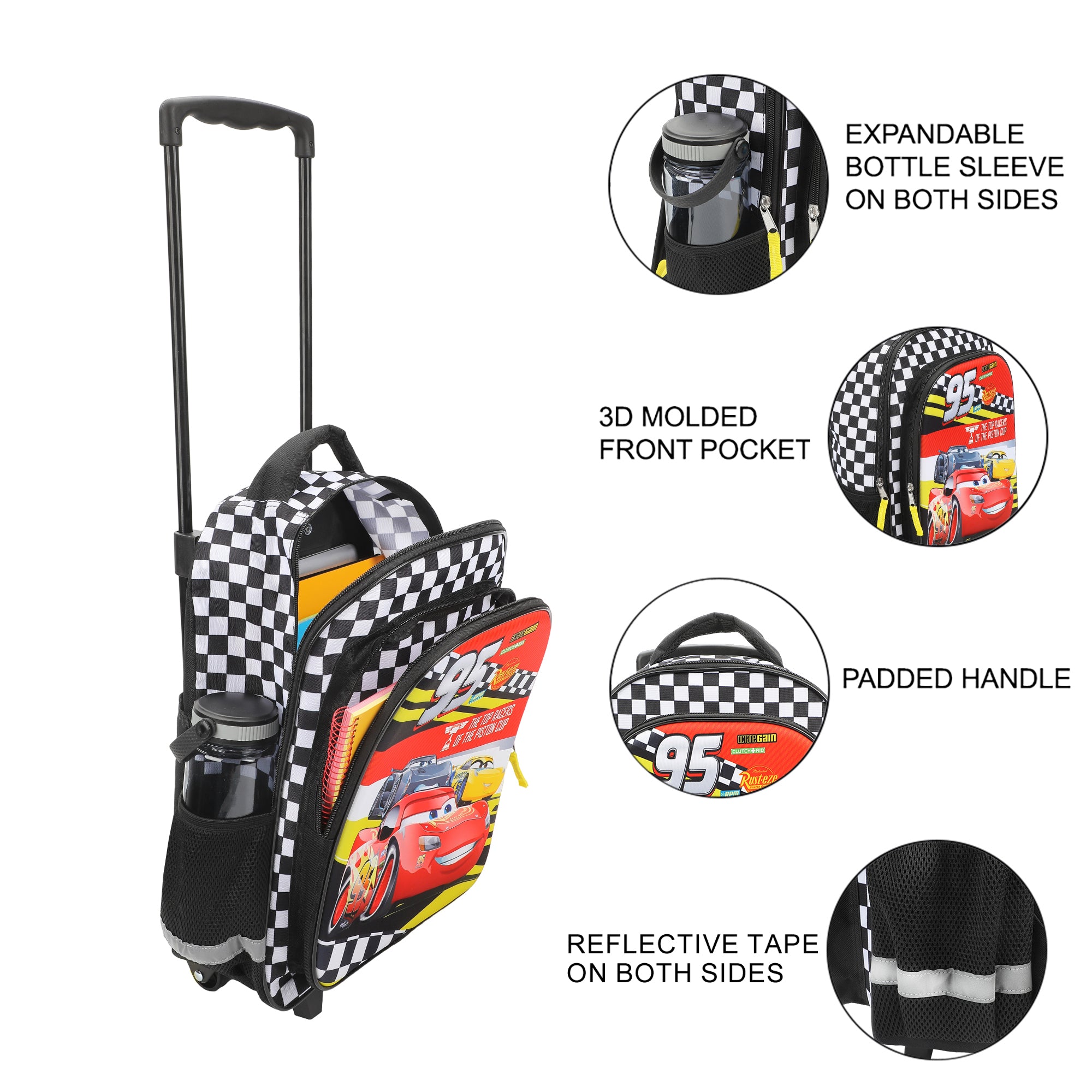 Pixar Cars Lightning McQueen 95 16" Rolling Travel Backpack