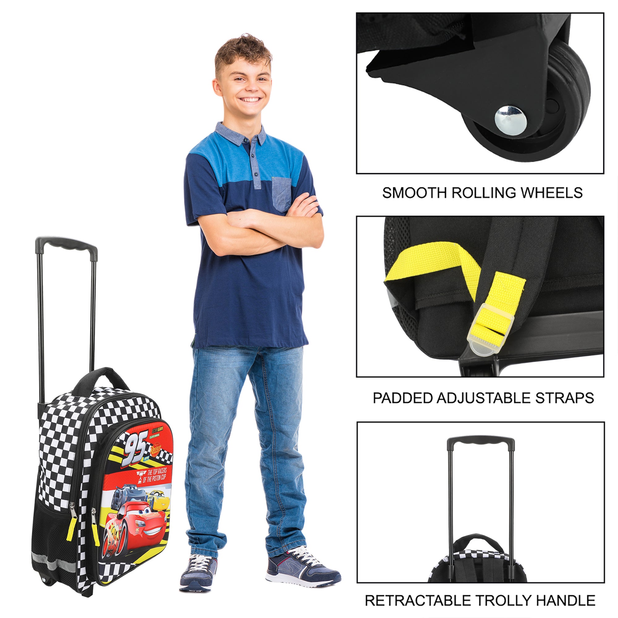 Pixar Cars Lightning McQueen 95 16" Rolling Travel Backpack