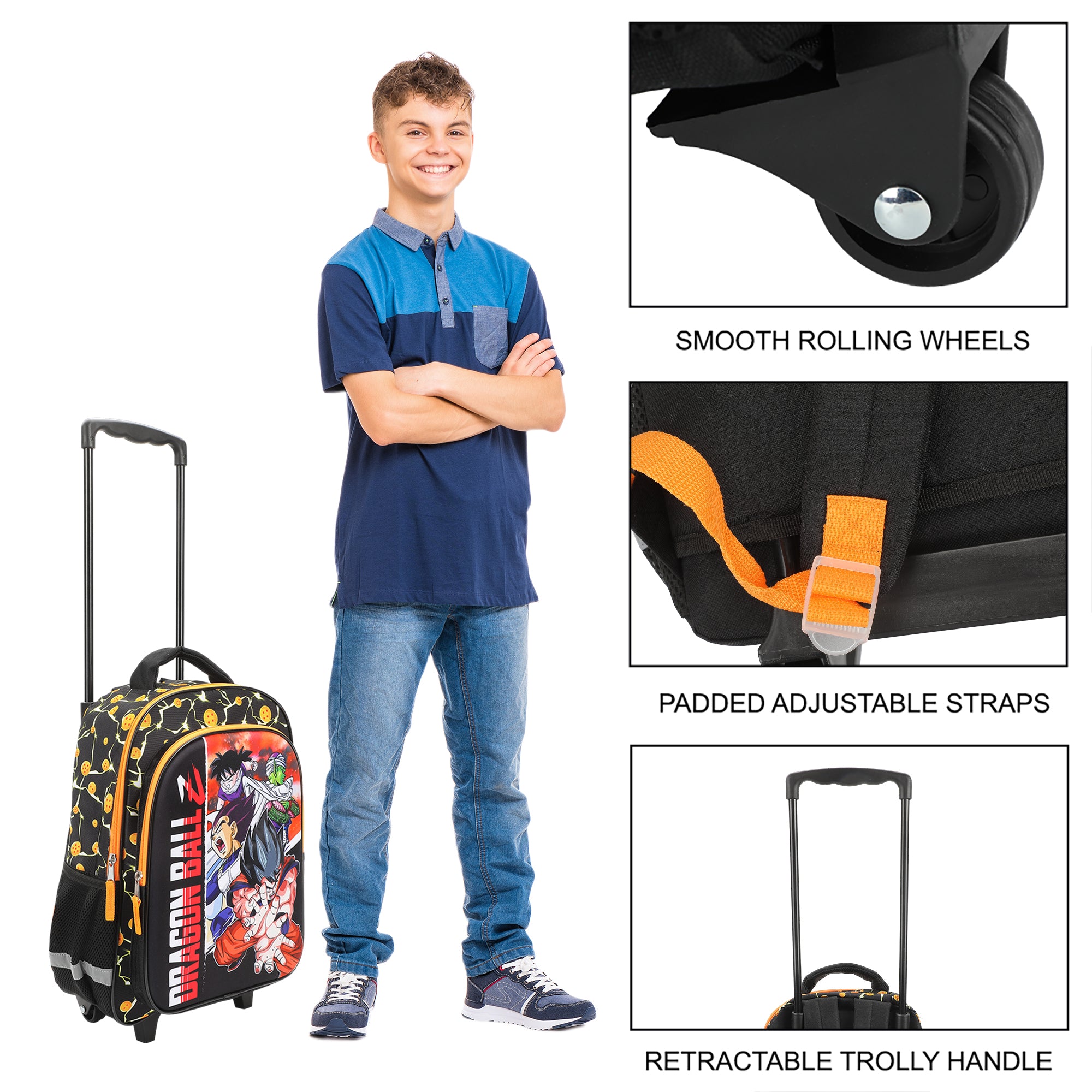 Dragon Ball Z Group Shot 16" Rolling Travel Backpack