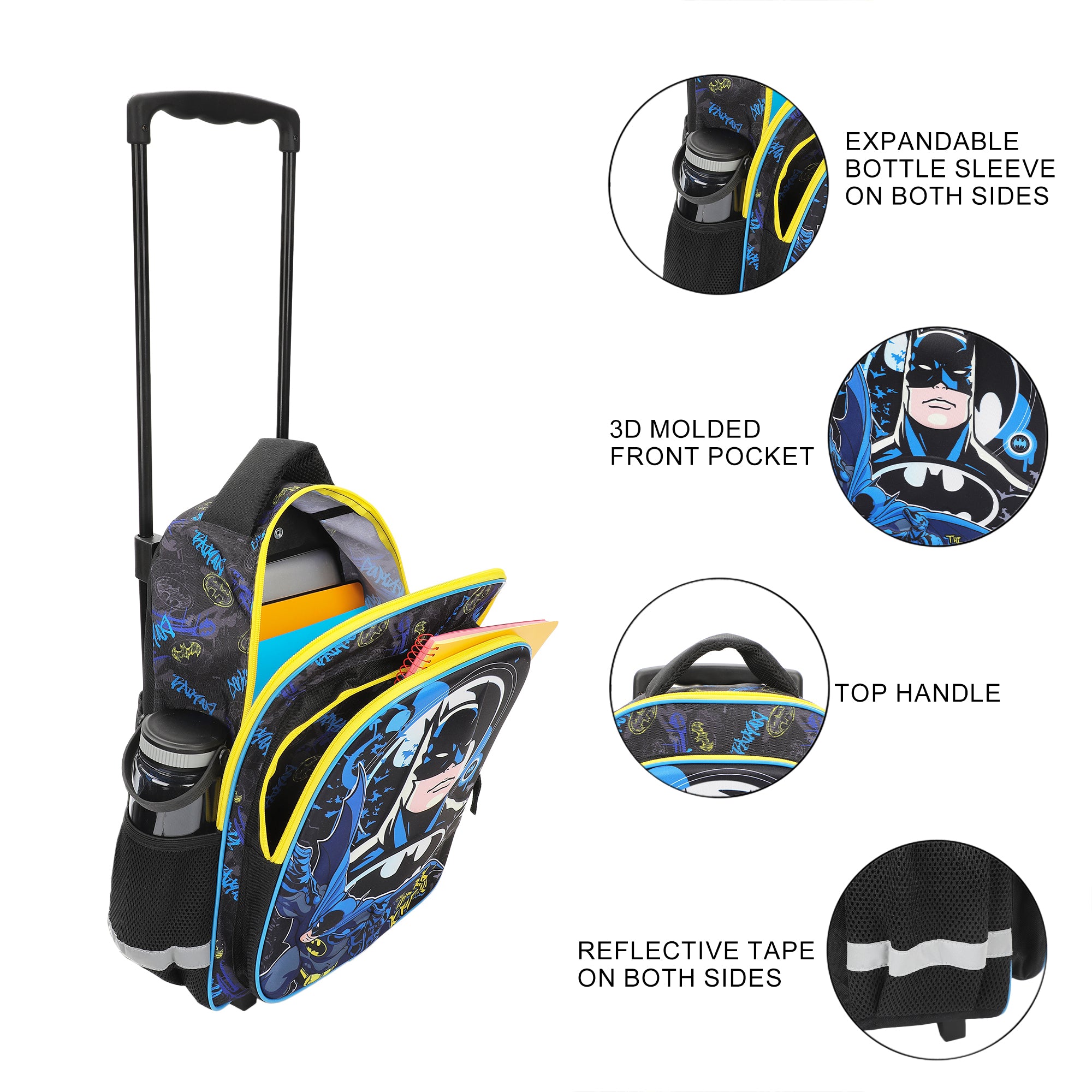 Batman Hero Surrounded By Bats 16" Rolling Travel Backpack