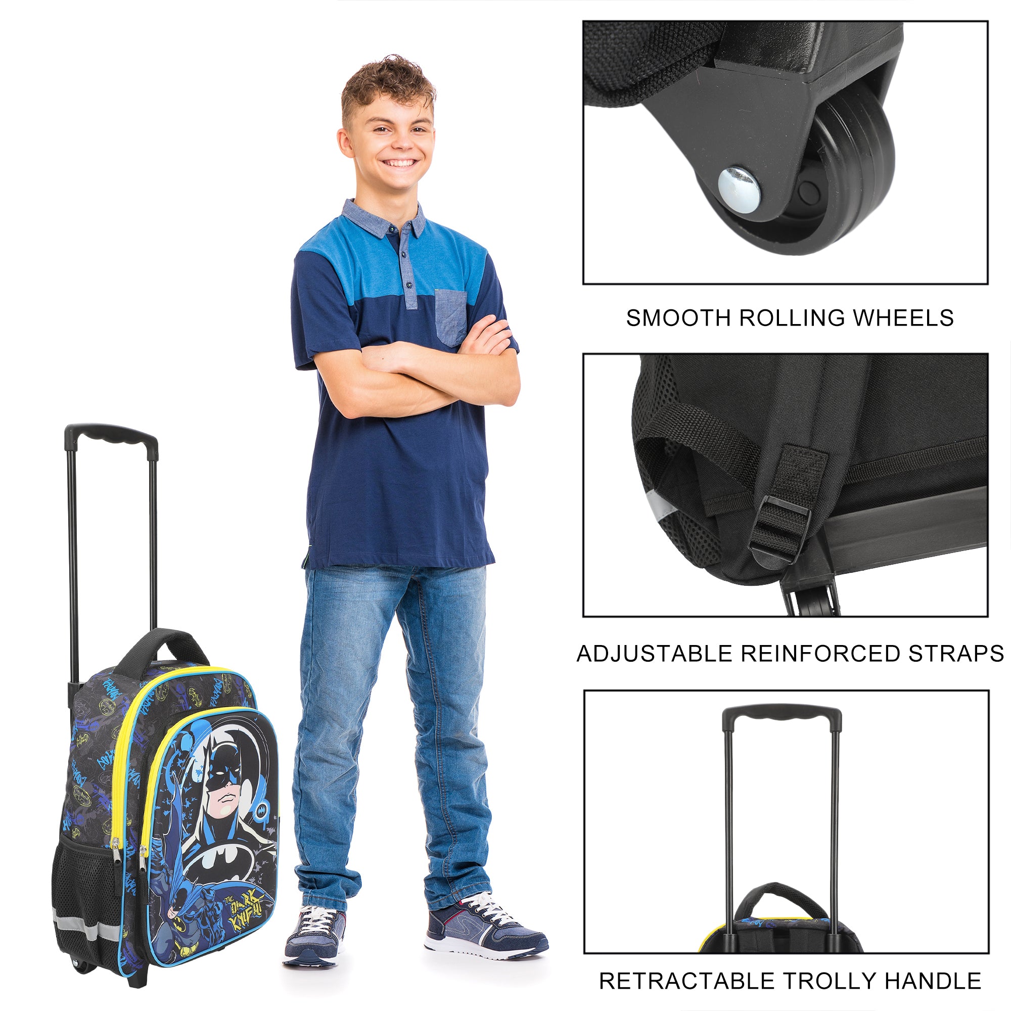 Batman Hero Surrounded By Bats 16" Rolling Travel Backpack