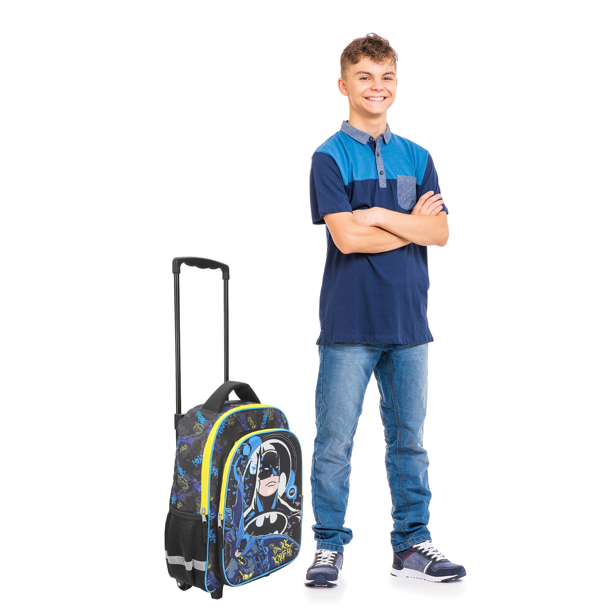 Batman Hero Surrounded By Bats 16" Rolling Travel Backpack