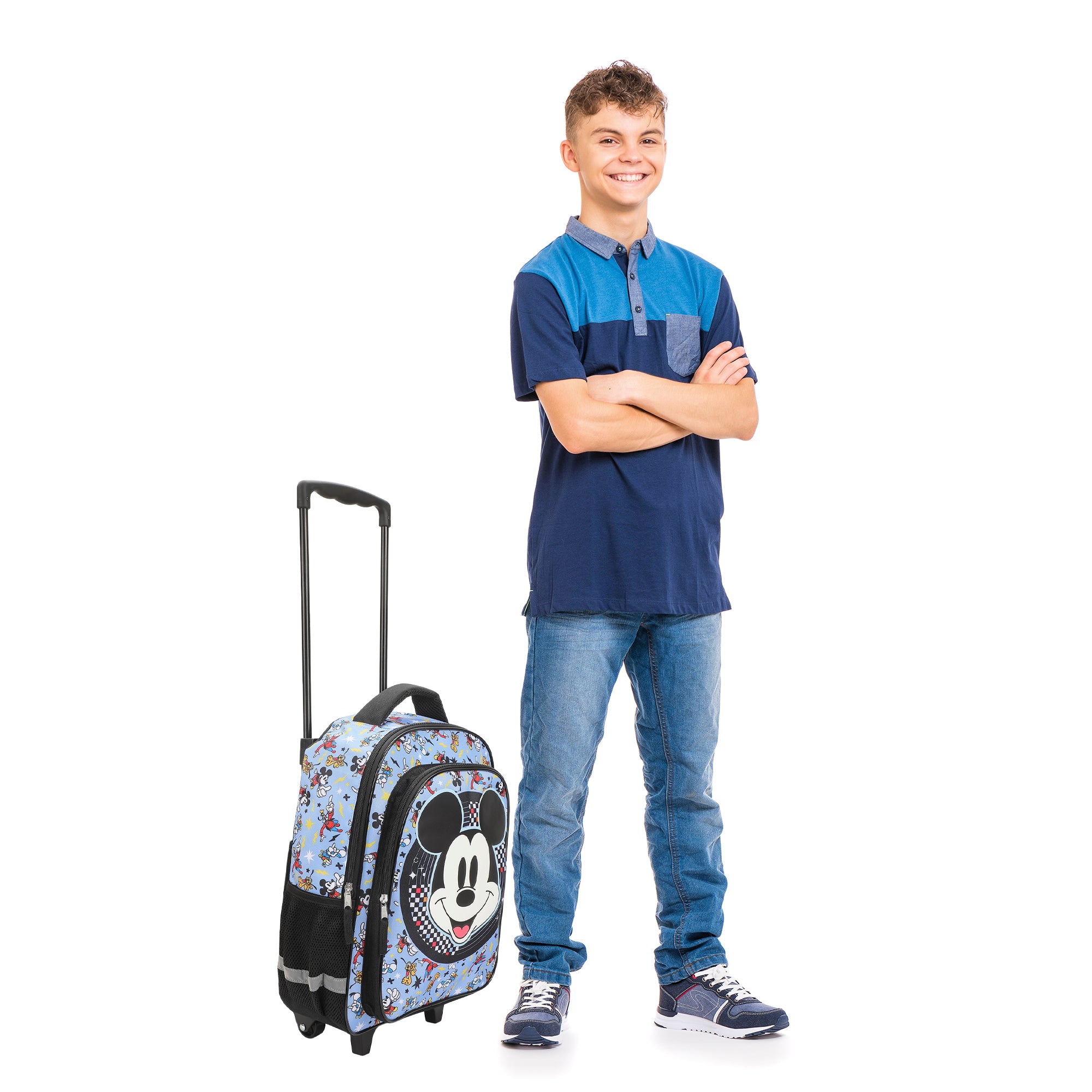 Disney Mickey Mouse Big Face 16" Rolling Travel Backpack