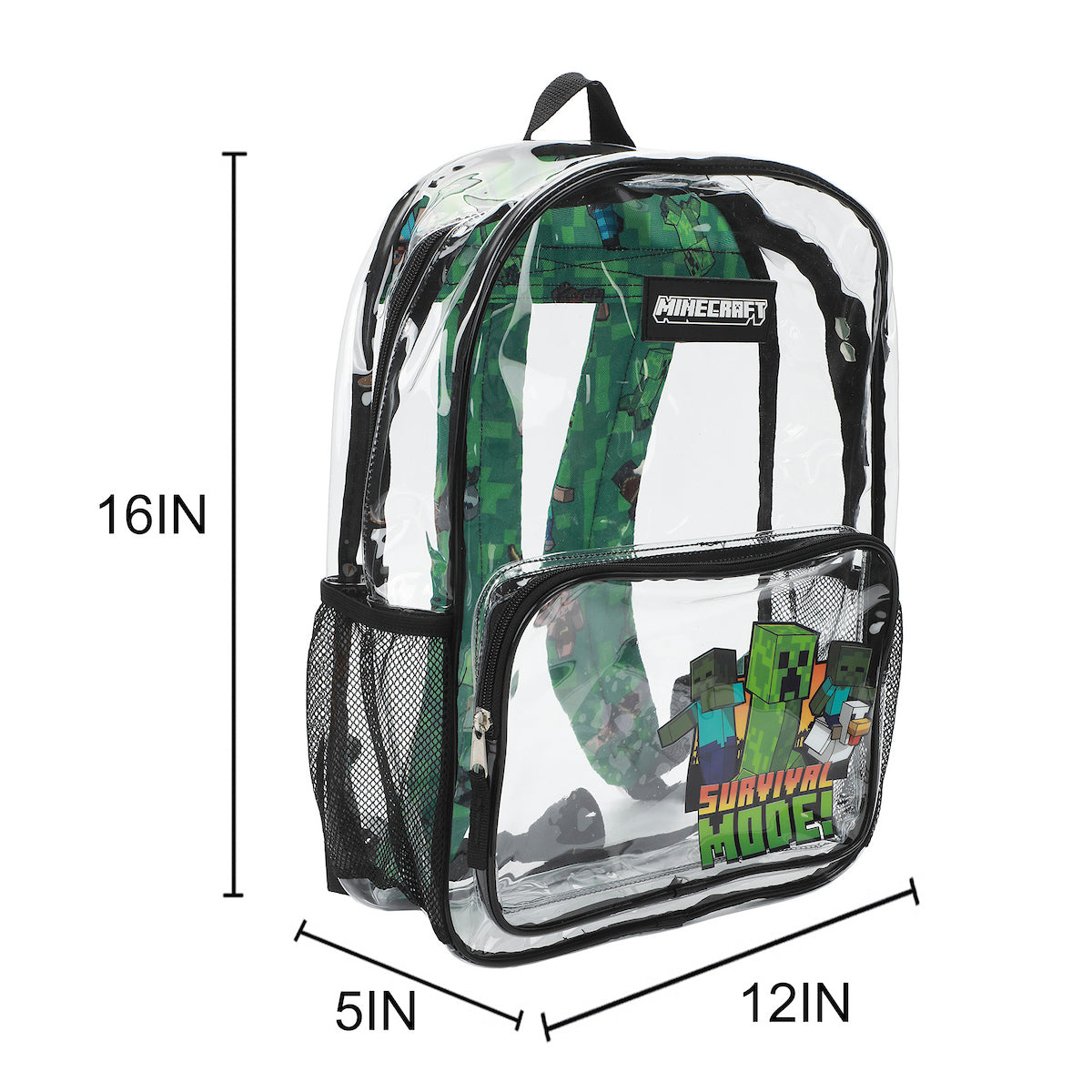 Minecraft Creepers Kids' Clear PVC 16" Backpack