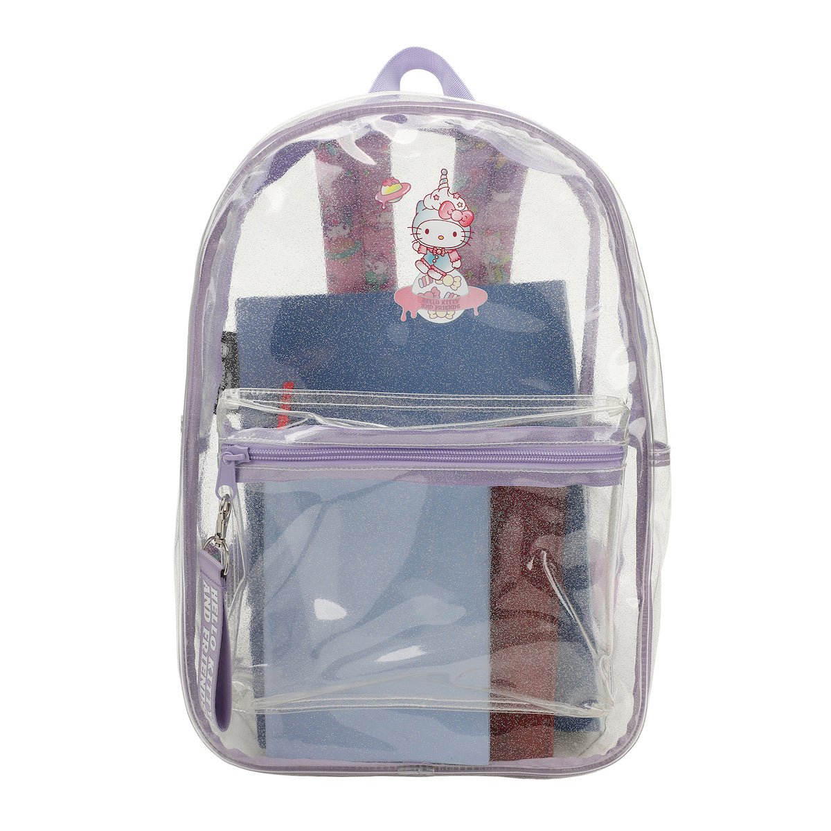 Hello Kitty & Friends Character Print 16.5" Clear Glitter Backpack