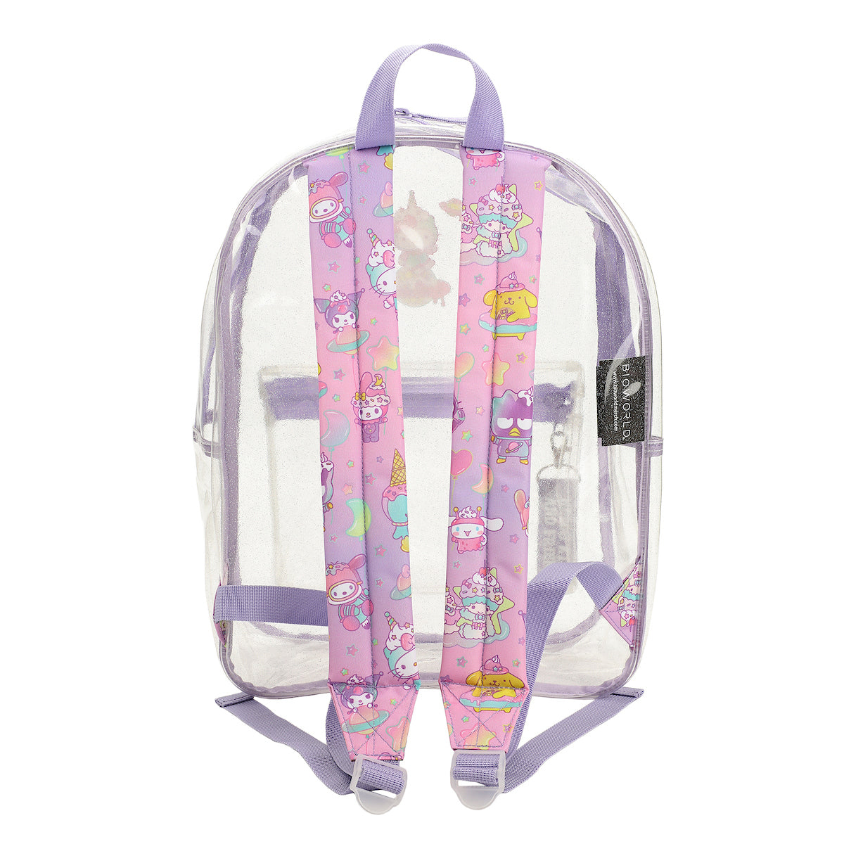 Hello Kitty & Friends Character Print 16.5" Clear Glitter Backpack