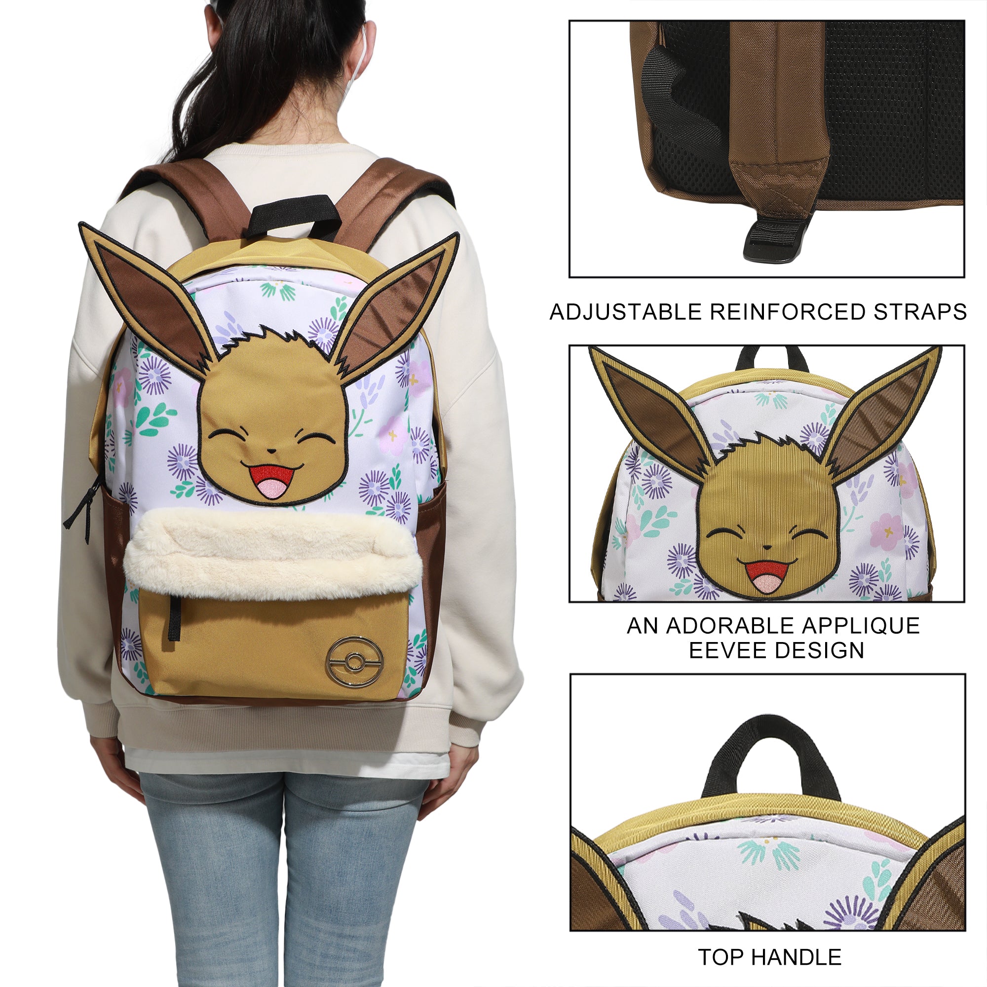 Pokémon Eevee All-Over Print Characters 17" Adult Backpack