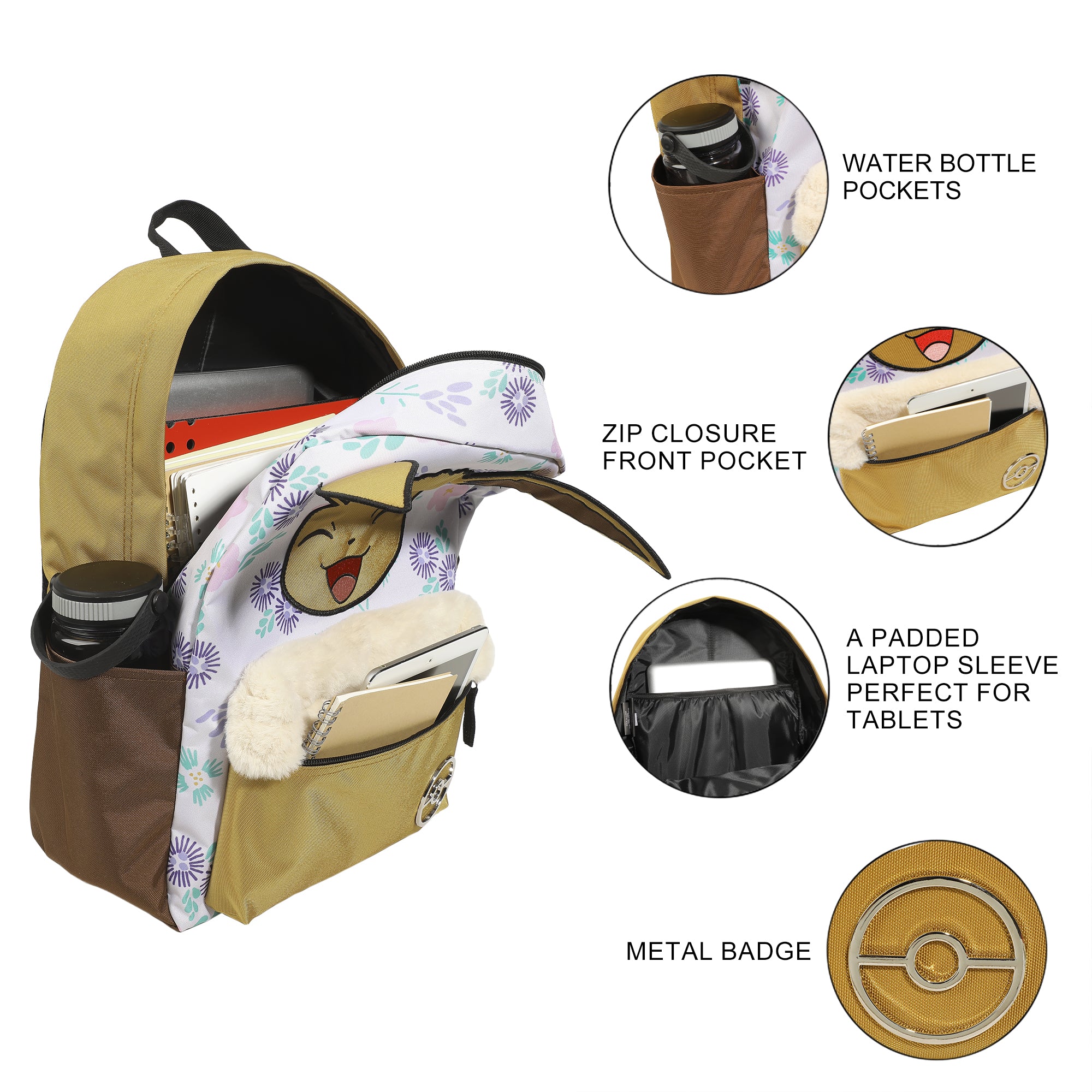 Pokémon Eevee All-Over Print Characters 17" Adult Backpack