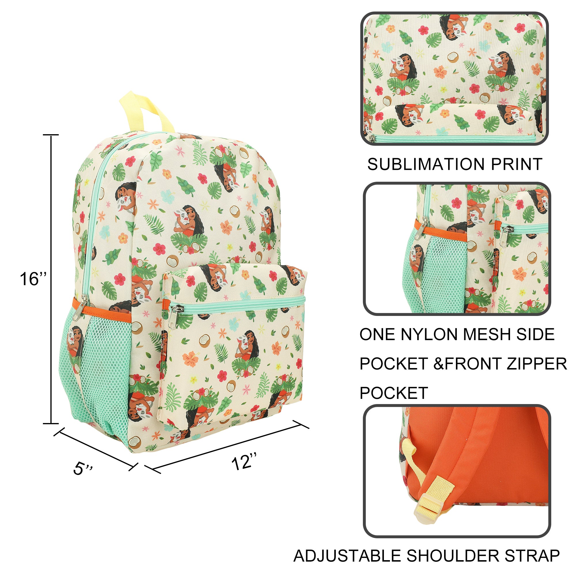 Disney's Moana Pua and Moana 16" Kid's Backpack For School And Travel