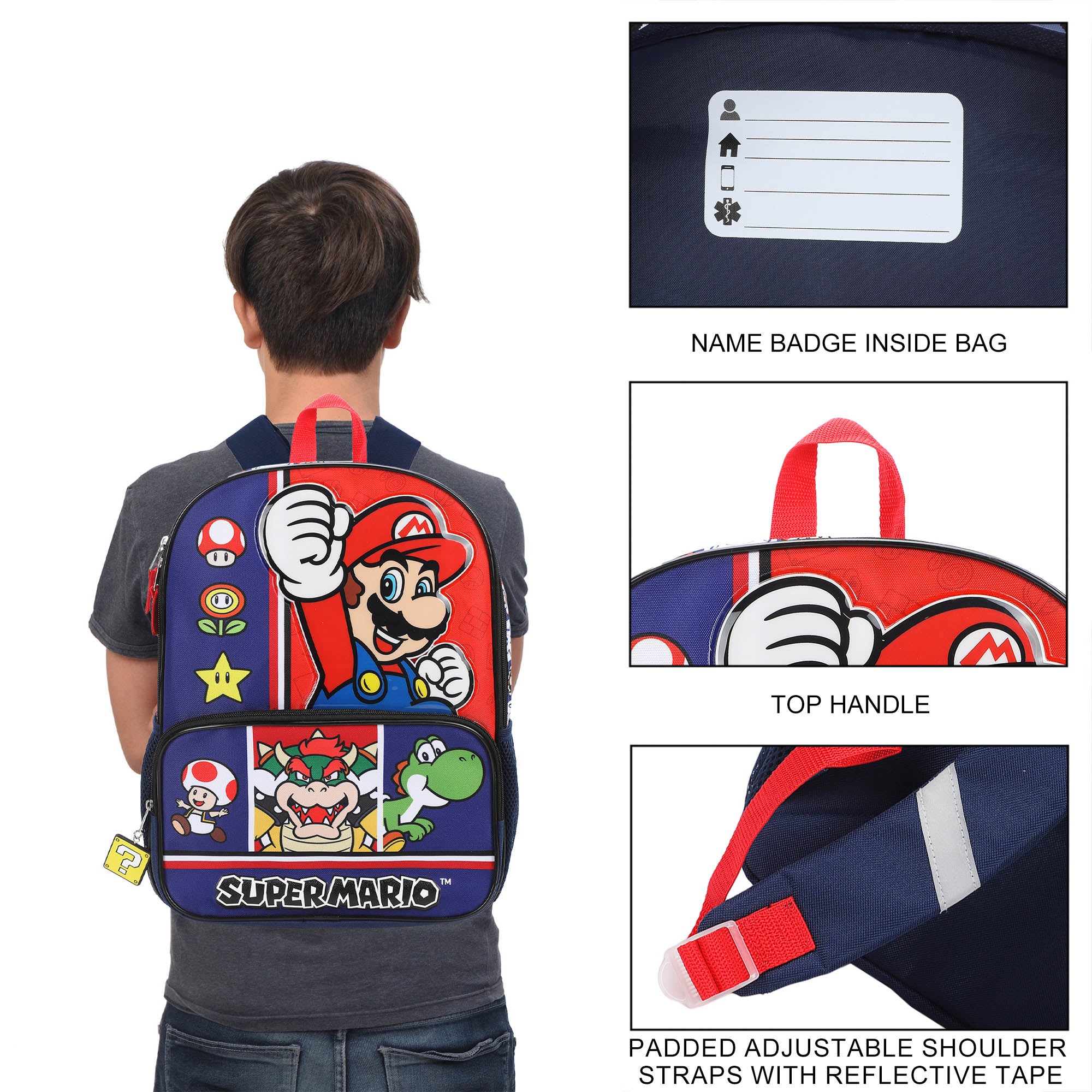 Super Mario Game Favorites 16” Backpack For School And Travel