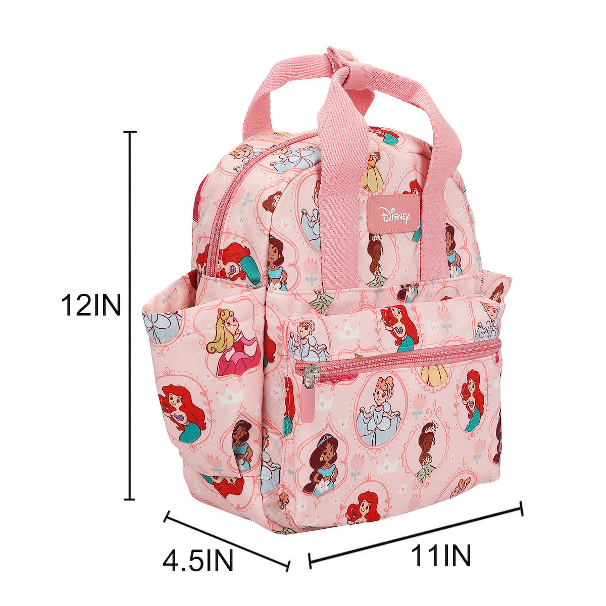Disney Princesses All-Over Print 12" Toddler Backpack For Preschool, Daycare, And Travel