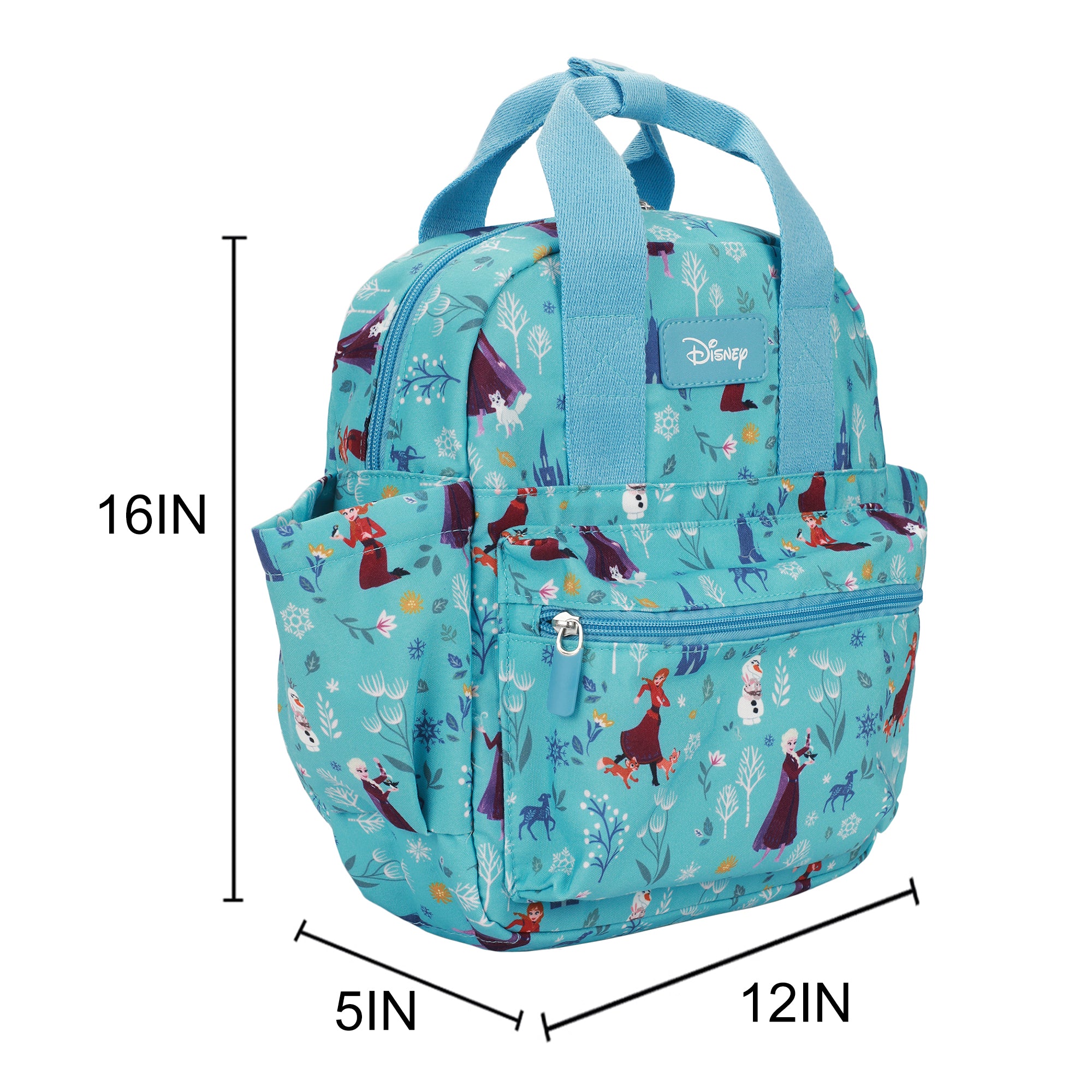 Frozen Elsa, Anna, And Olaf All-Over Print 16” Toddler Backpack For Preschool, Daycare, And Travel